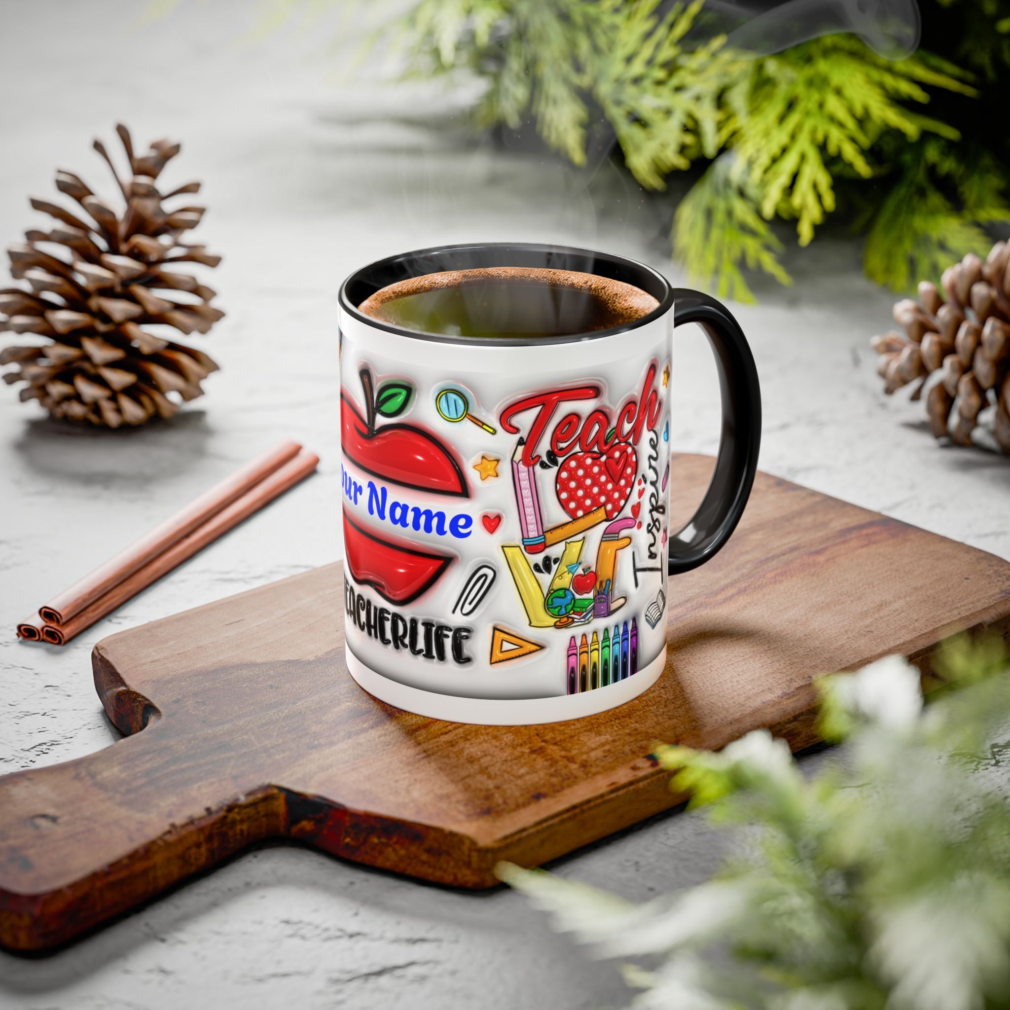 Personalized Teacher Mugs | Colorful 11oz & 15oz Coffee Cups | Fun Gift for Educators | Back to School | Teacher Appreciation