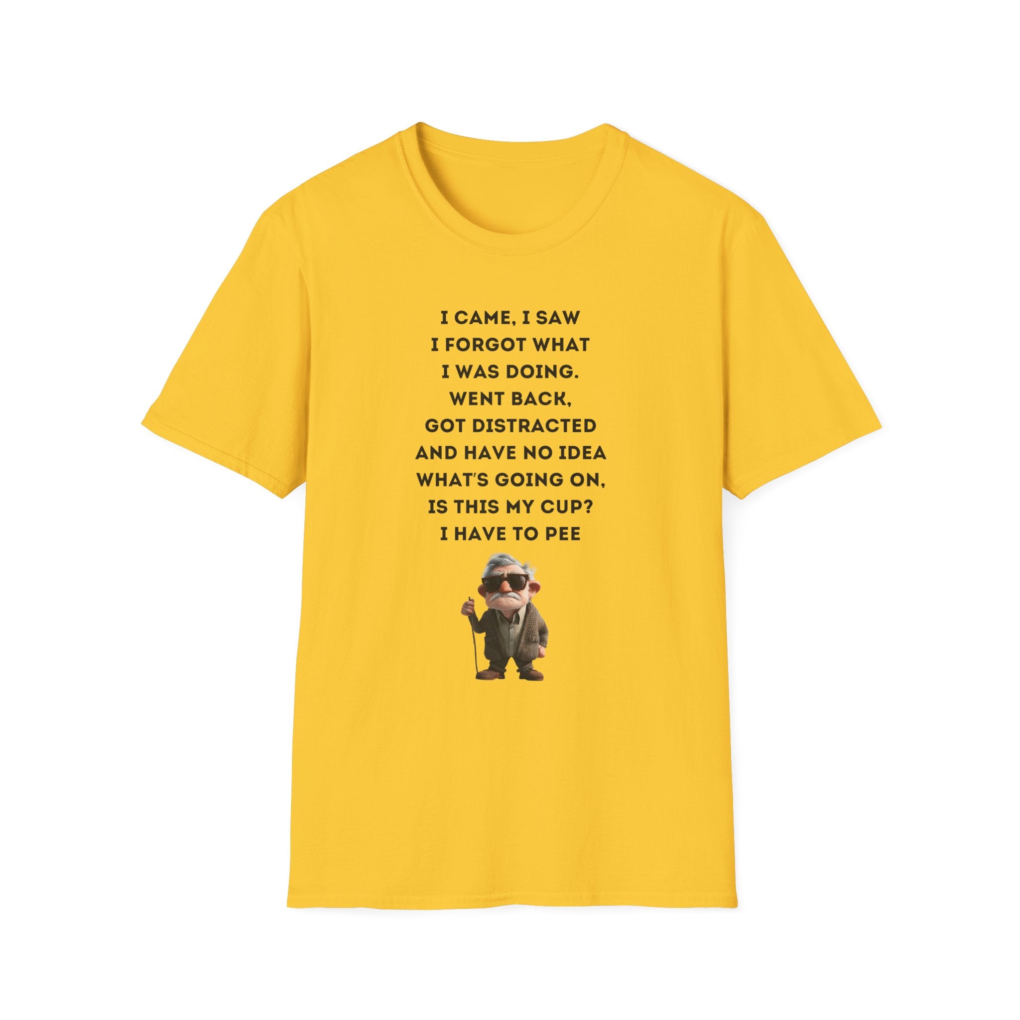 Forgetful Mini Character I Have To Pee T-Shirt | Funny Quote Tee