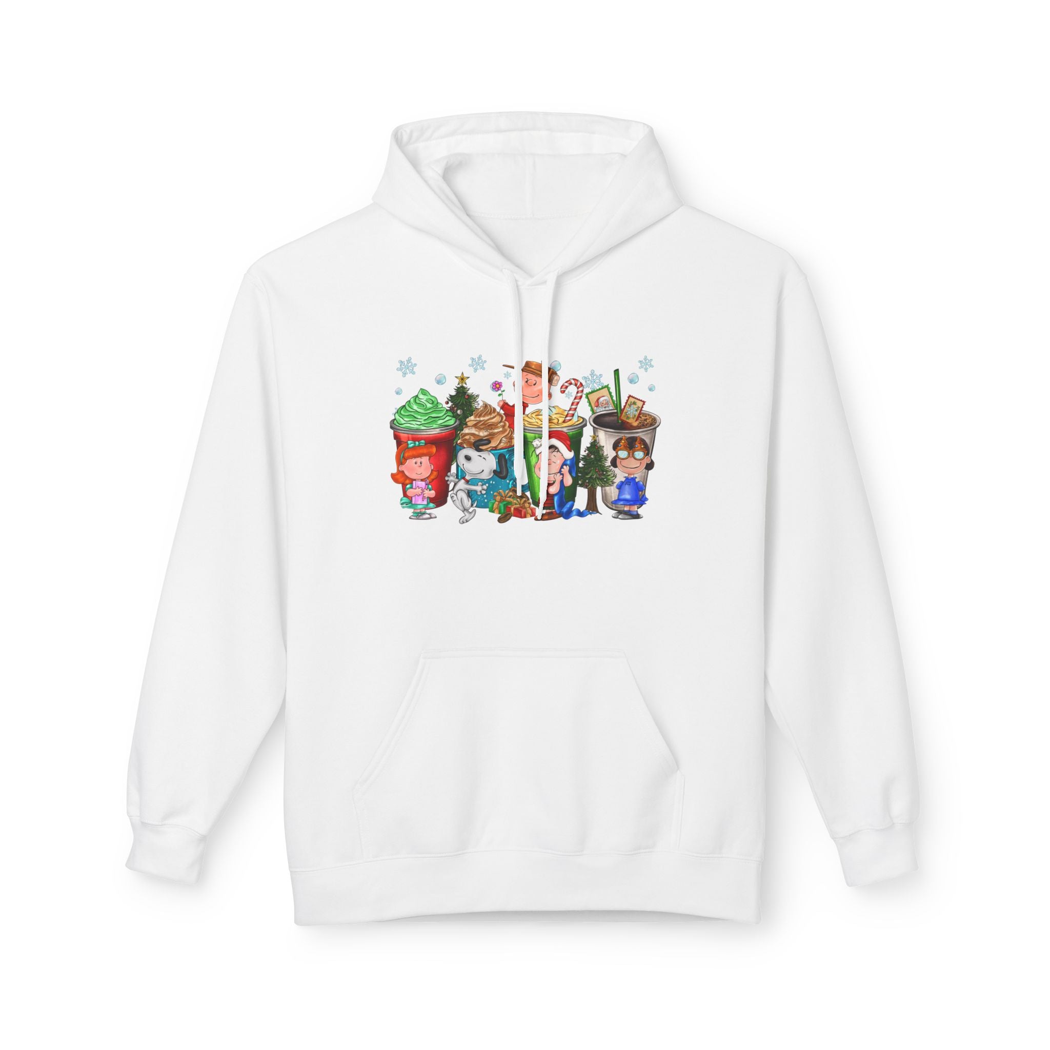 Holiday Hot Cocoa Peanut Characters Hoodie | Winter Drink Cartoon Crew