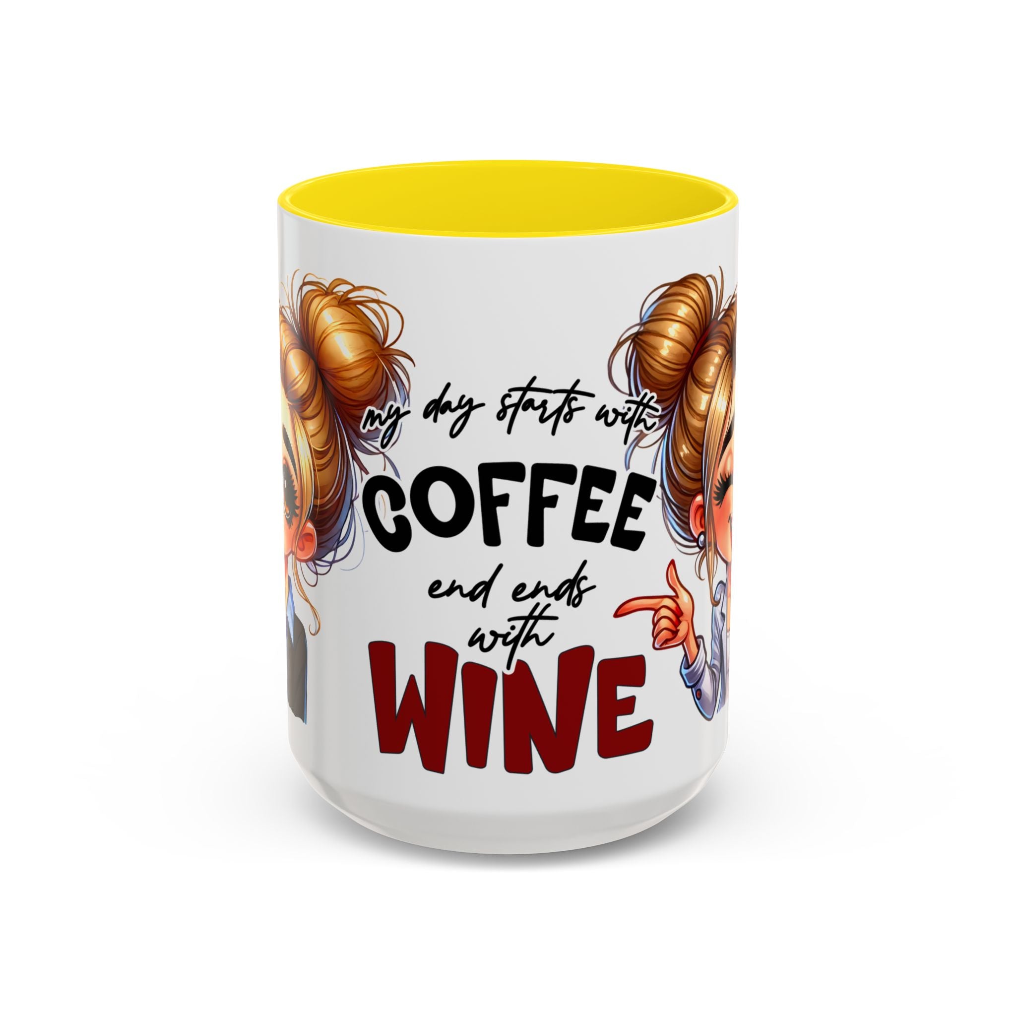 My Day Starts With Coffee and Ends With Wine Mug | Accent Coffee Mug