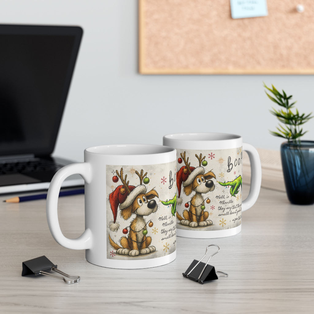 Grinch Paw & Reindeer Puppy Christmas Mug | Ceramic Coffee Mug