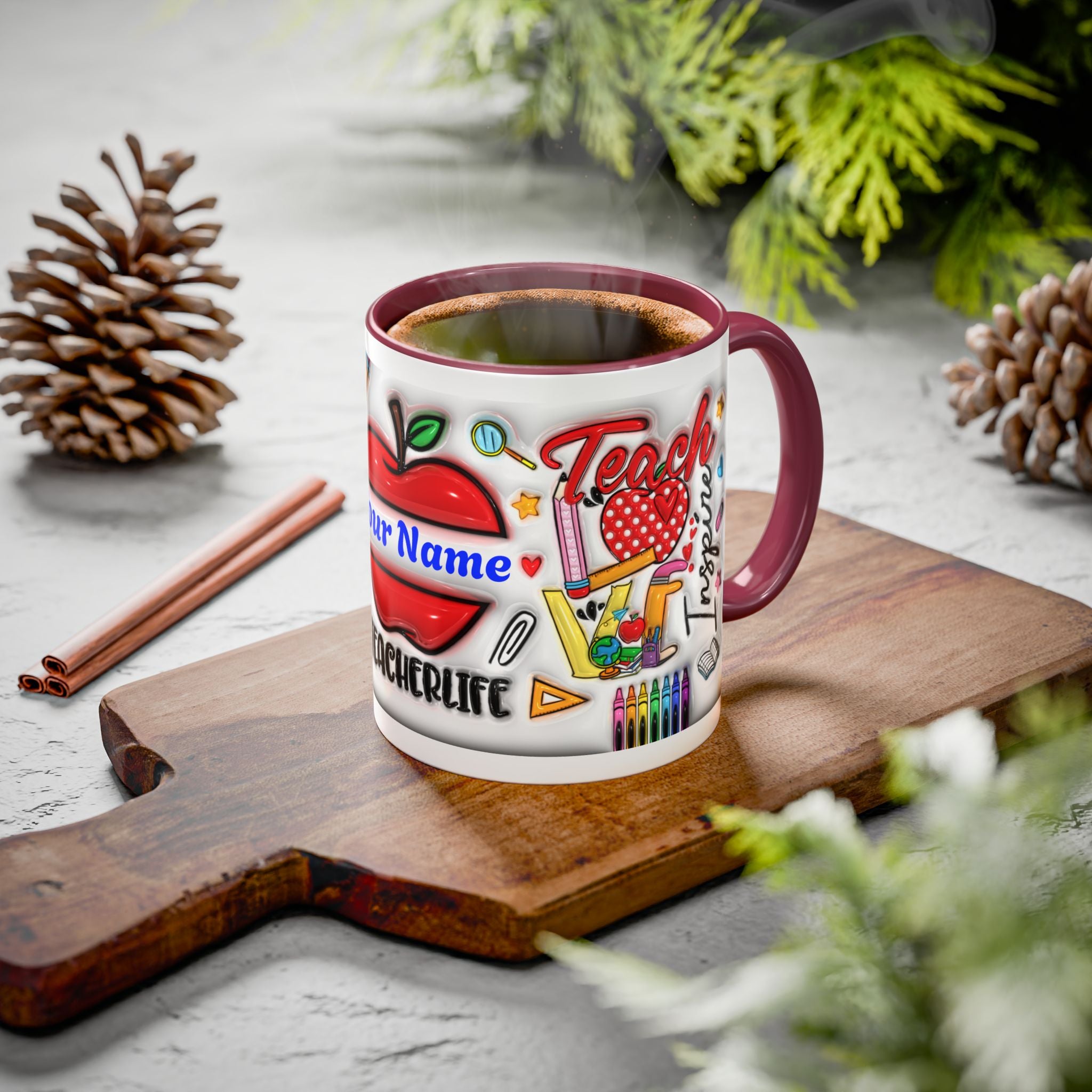 Personalized Teacher Mugs | Colorful 11oz & 15oz Coffee Cups | Fun Gift for Educators | Back to School | Teacher Appreciation