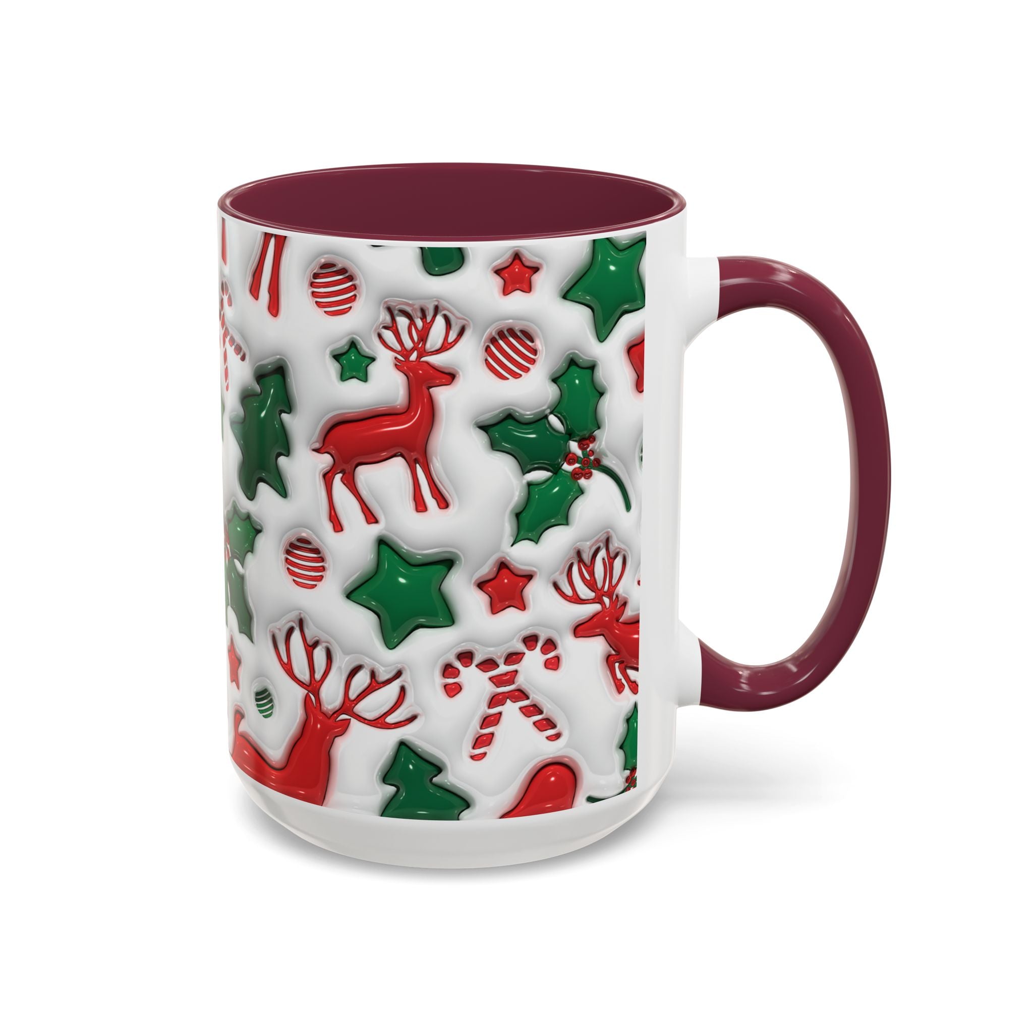 Festive Holiday Mugs, Christmas Coffee Cups, Colorful Reindeer and Candy Cane Design, Cozy Winter Drinkware, Perfect Gift for Holidays