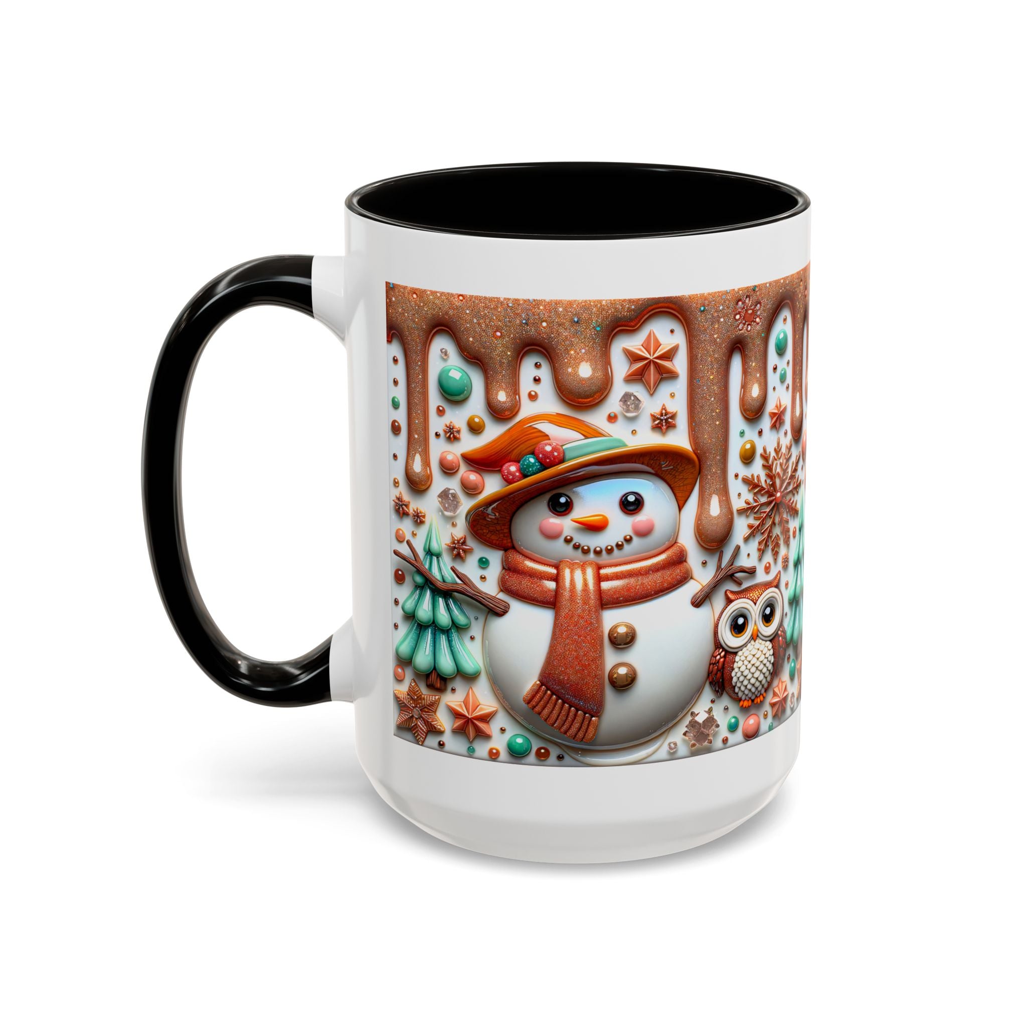 Colorful Holiday Mugs: Festive Owl & Snowman Design, Winter Gift, Christmas Coffee Cup, Cozy Kitchen Decor, Hot Cocoa Mug
