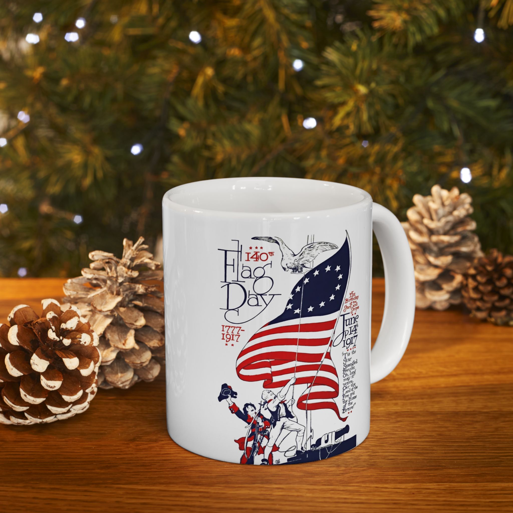 American Flag Day  Illustration Mug | Patriotic 11oz 15oz Ceramic