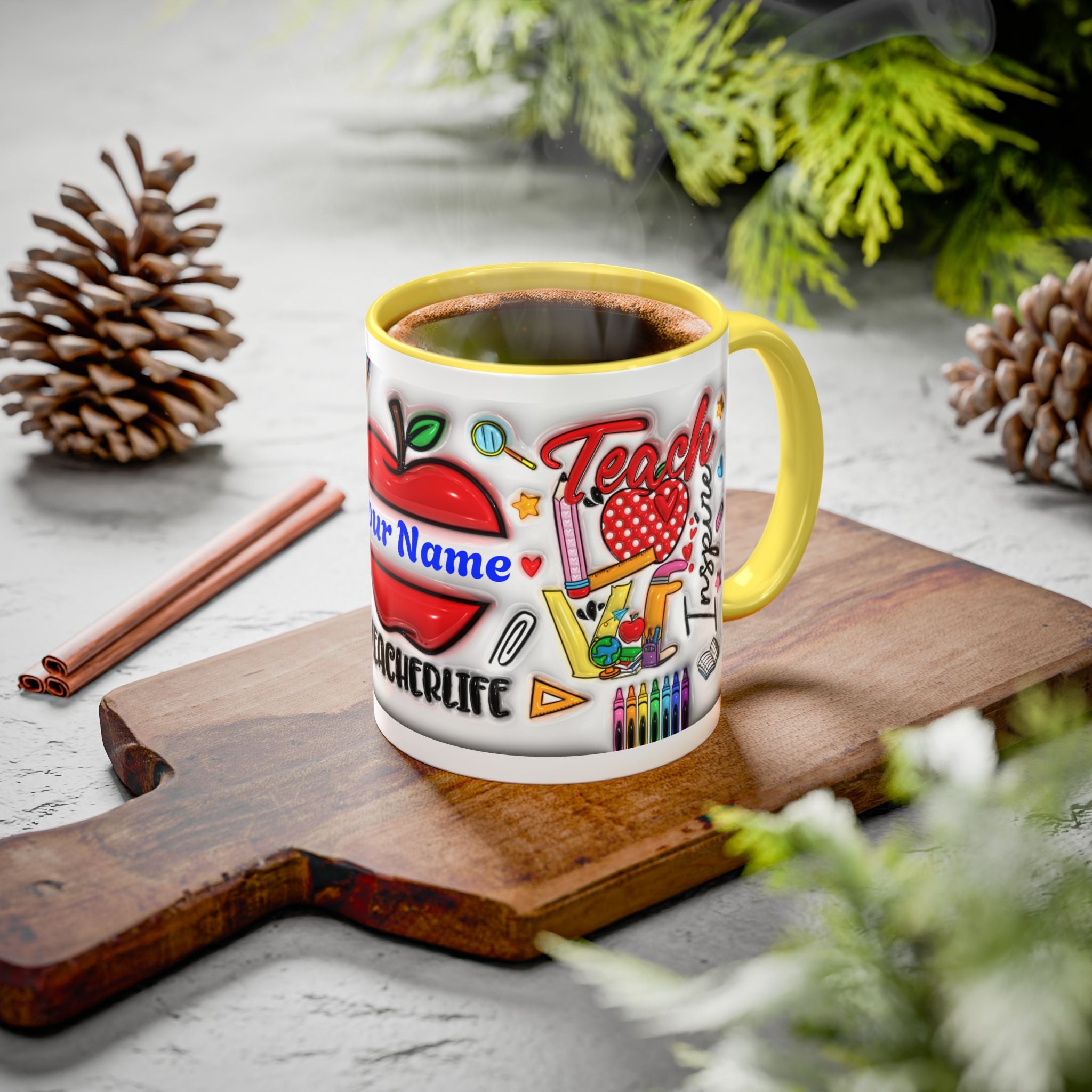 Personalized Teacher Mugs | Colorful 11oz & 15oz Coffee Cups | Fun Gift for Educators | Back to School | Teacher Appreciation
