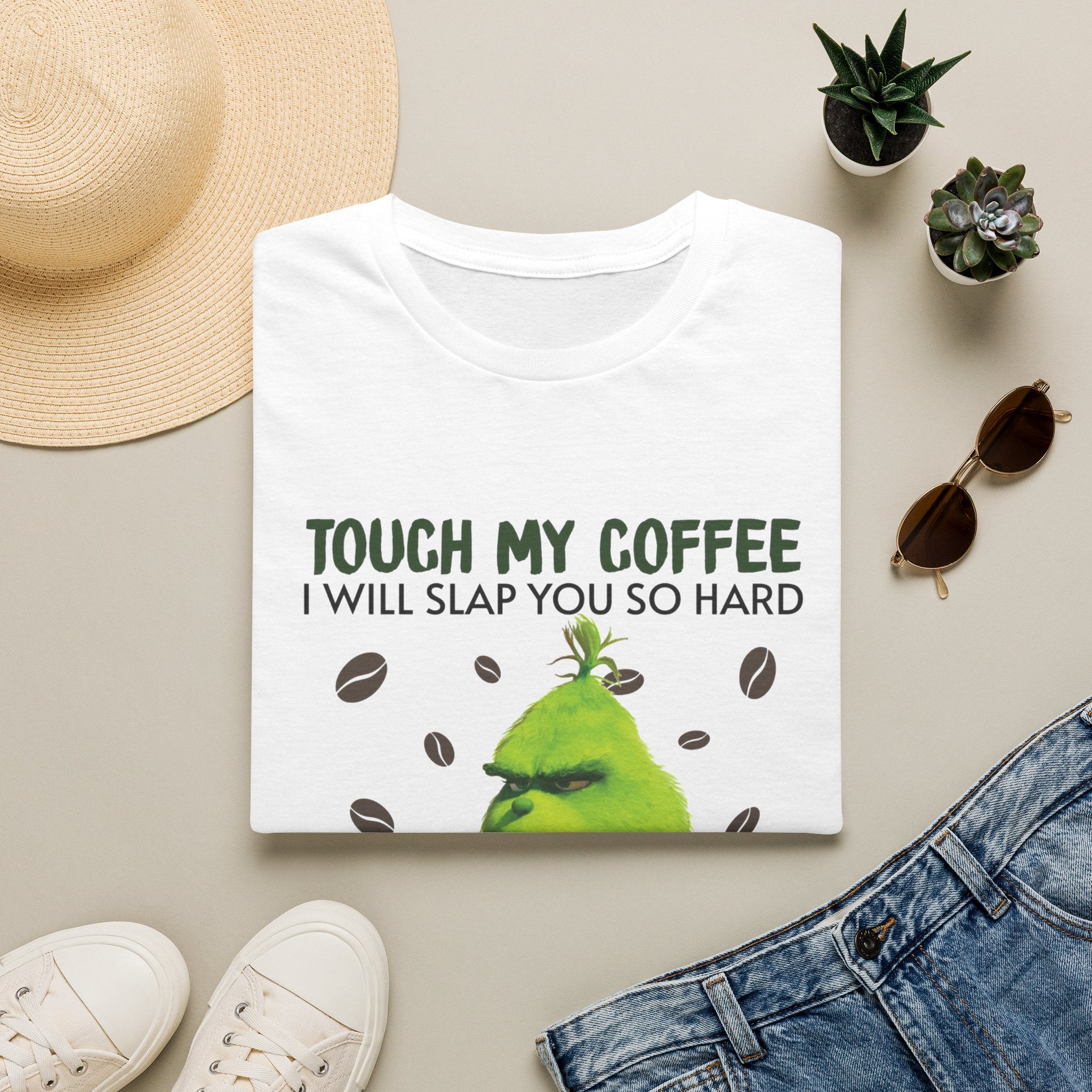 Funny Grinch Coffee T-Shirt, Unisex Tee for Coffee Lovers, Holiday Gift, Quirky Humor Shirt, Perfect for Christmas and Birthdays