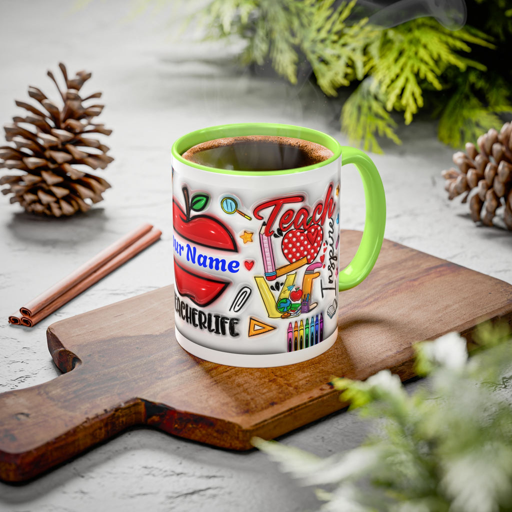 Personalized Teacher Mugs | Colorful 11oz & 15oz Coffee Cups | Fun Gift for Educators | Back to School | Teacher Appreciation