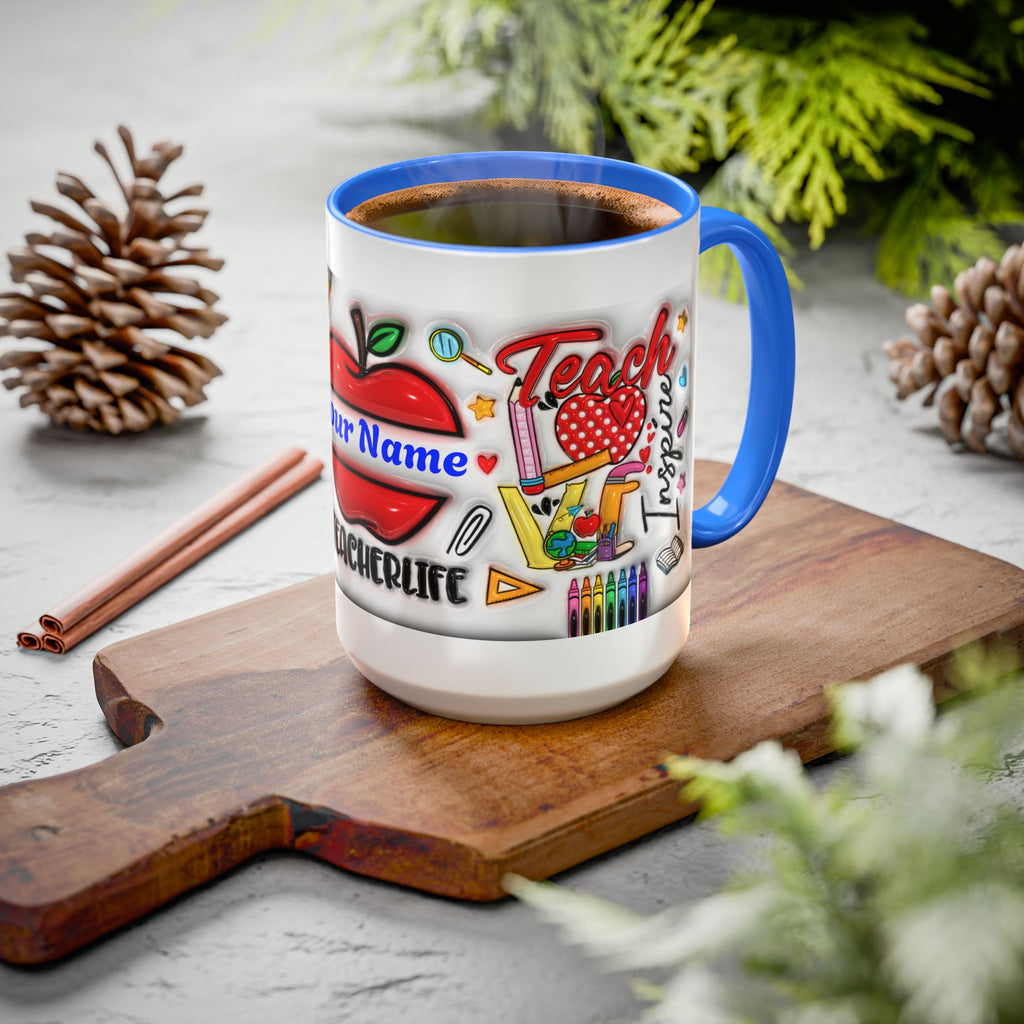 Personalized Teacher Mugs | Colorful 11oz & 15oz Coffee Cups | Fun Gift for Educators | Back to School | Teacher Appreciation