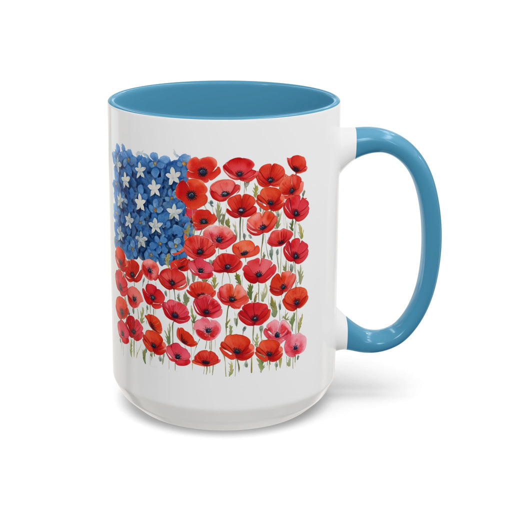 Poppy Flowers  American Flag Mug | Accent Coffee Mug