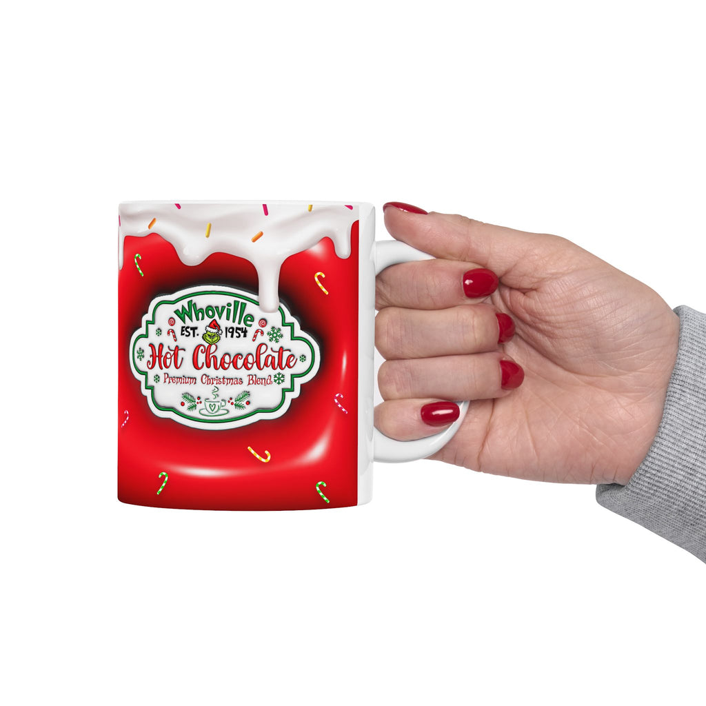 Hot Chocolate Mug Christmas Holiday Red Drip Candy Cane Ceramic Mug