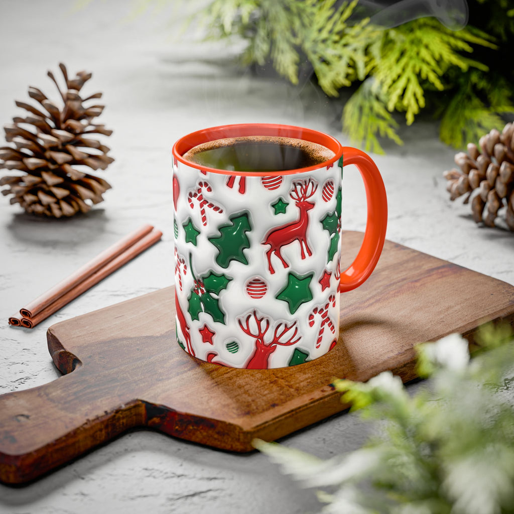 Festive Holiday Mugs, Christmas Coffee Cups, Colorful Reindeer and Candy Cane Design, Cozy Winter Drinkware, Perfect Gift for Holidays