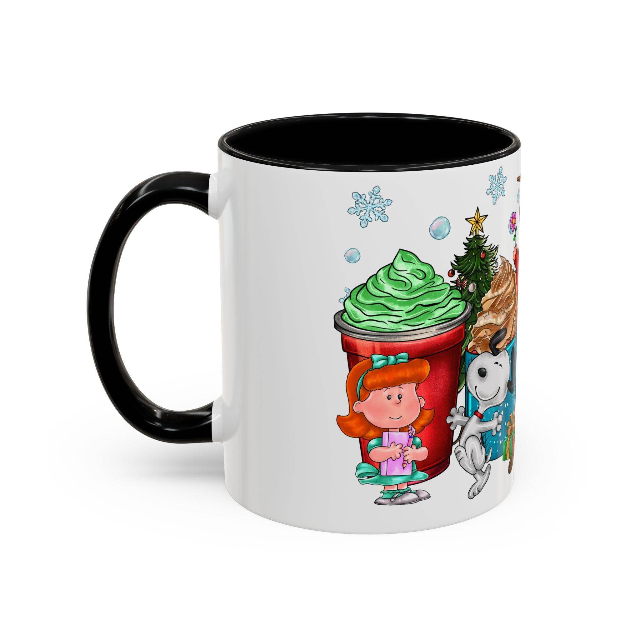 The Peanut Gang Christmas Characters Accent Coffee Mug | Holiday Cocoa Cartoon Mug