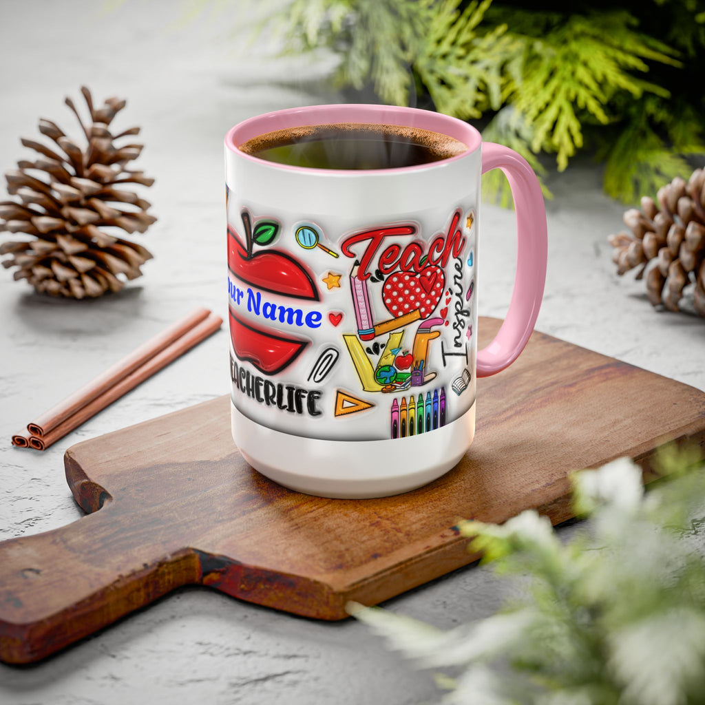 Personalized Teacher Mugs | Colorful 11oz & 15oz Coffee Cups | Fun Gift for Educators | Back to School | Teacher Appreciation