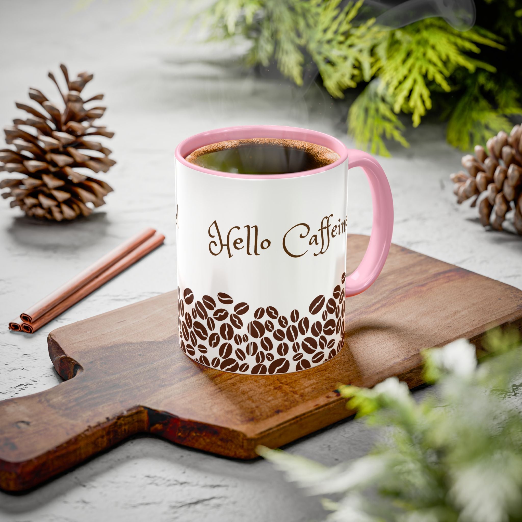 Hello Caffeine! Coffee Bean Ceramic Mug (11oz & 15oz)