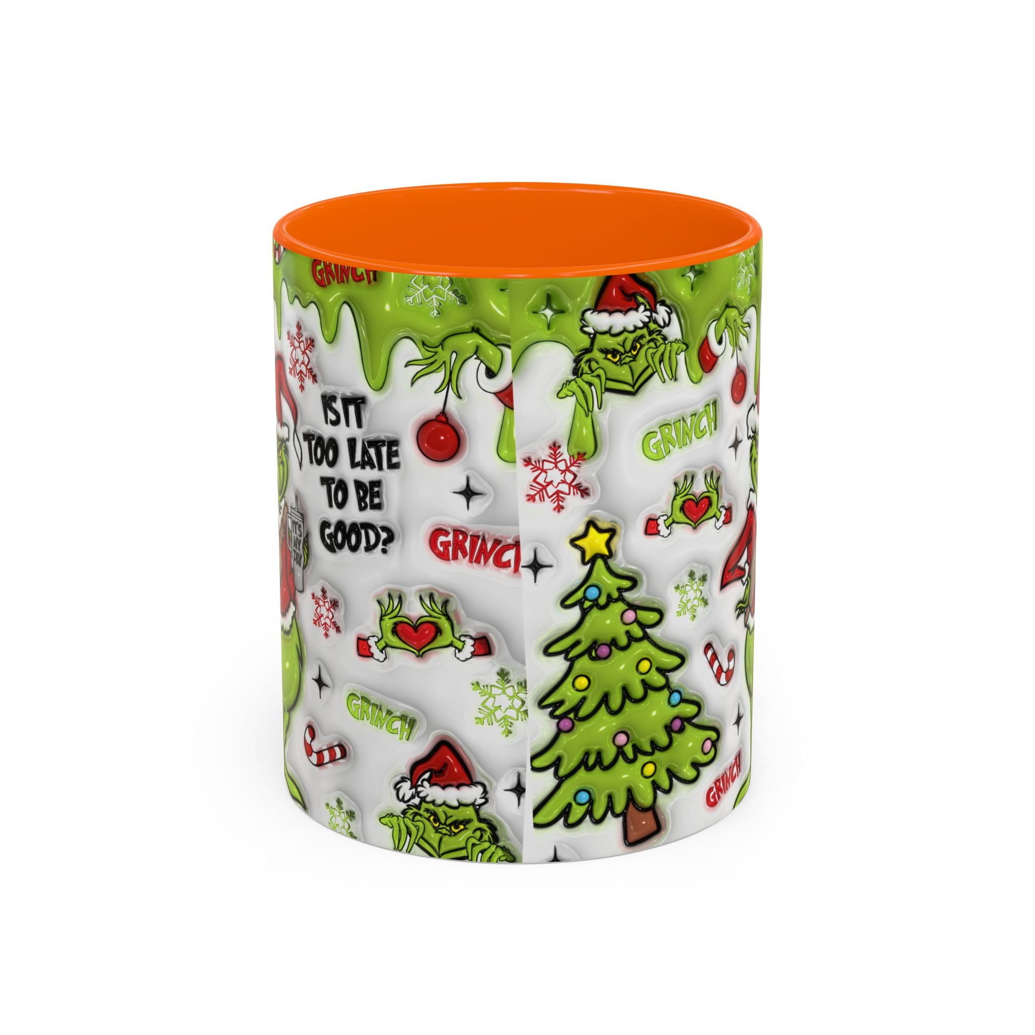 Grinch Holiday Coffee Mug — "Is It Too Late to Be Good?" Accent 11/15oz