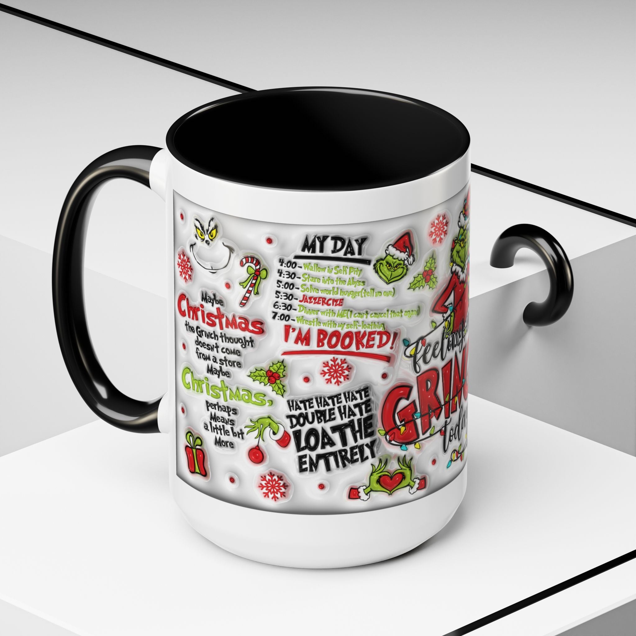 Grinchy Holiday Coffee Mug — "Feeling Extra Grinchy Today" Accent Mug (11/15oz)