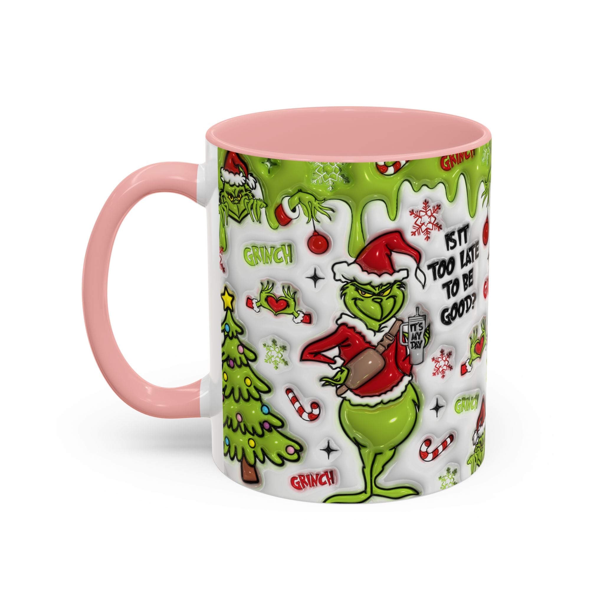 Grinch Holiday Coffee Mug — "Is It Too Late to Be Good?" Accent 11/15oz