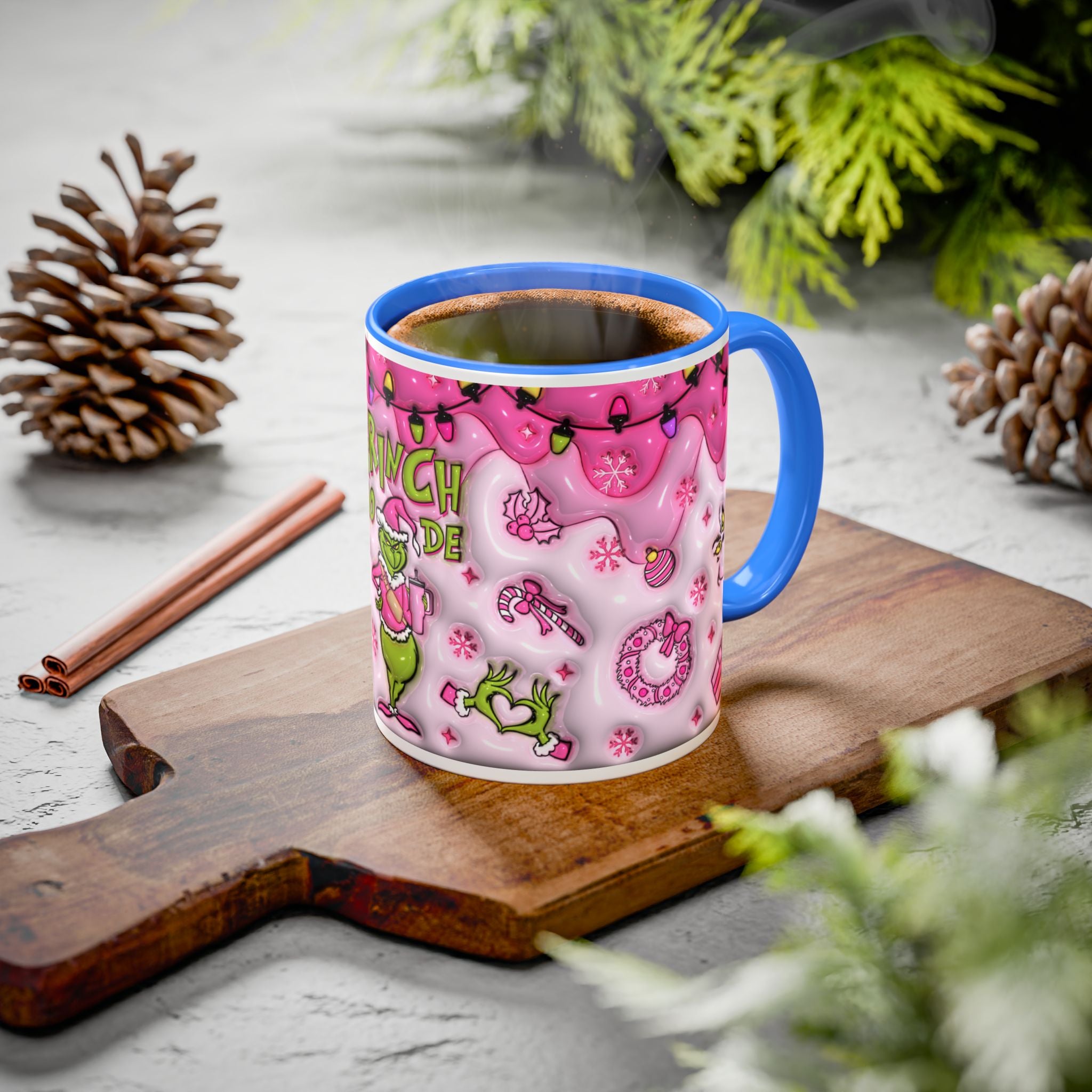 Colorful Grinch Mug, Holiday Gift, Whimsical Drinkware, Festive Coffee Cup, Christmas Decor, Grinch Mode Mug