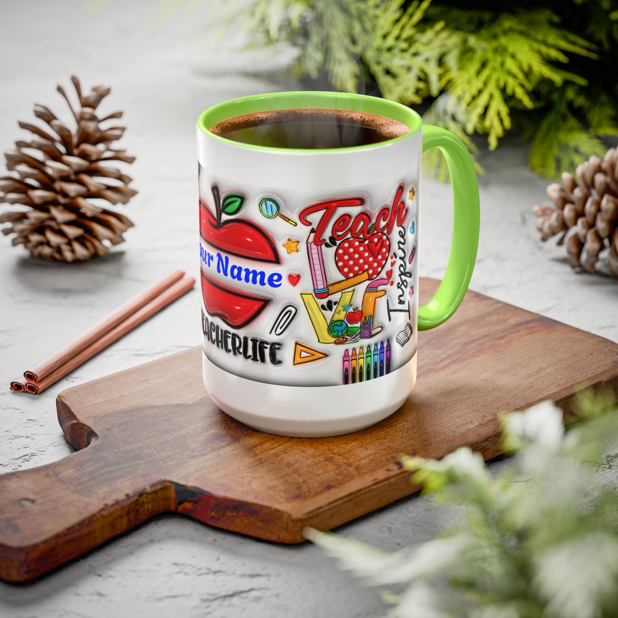 Personalized Teacher Mugs | Colorful 11oz & 15oz Coffee Cups | Fun Gift for Educators | Back to School | Teacher Appreciation