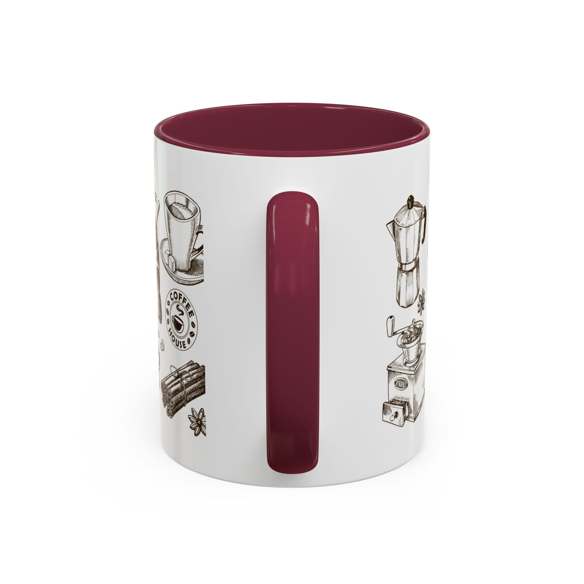 Coffee Pattern Mug — Illustrated Coffee Beans & Brewing Tools (11oz/15oz)