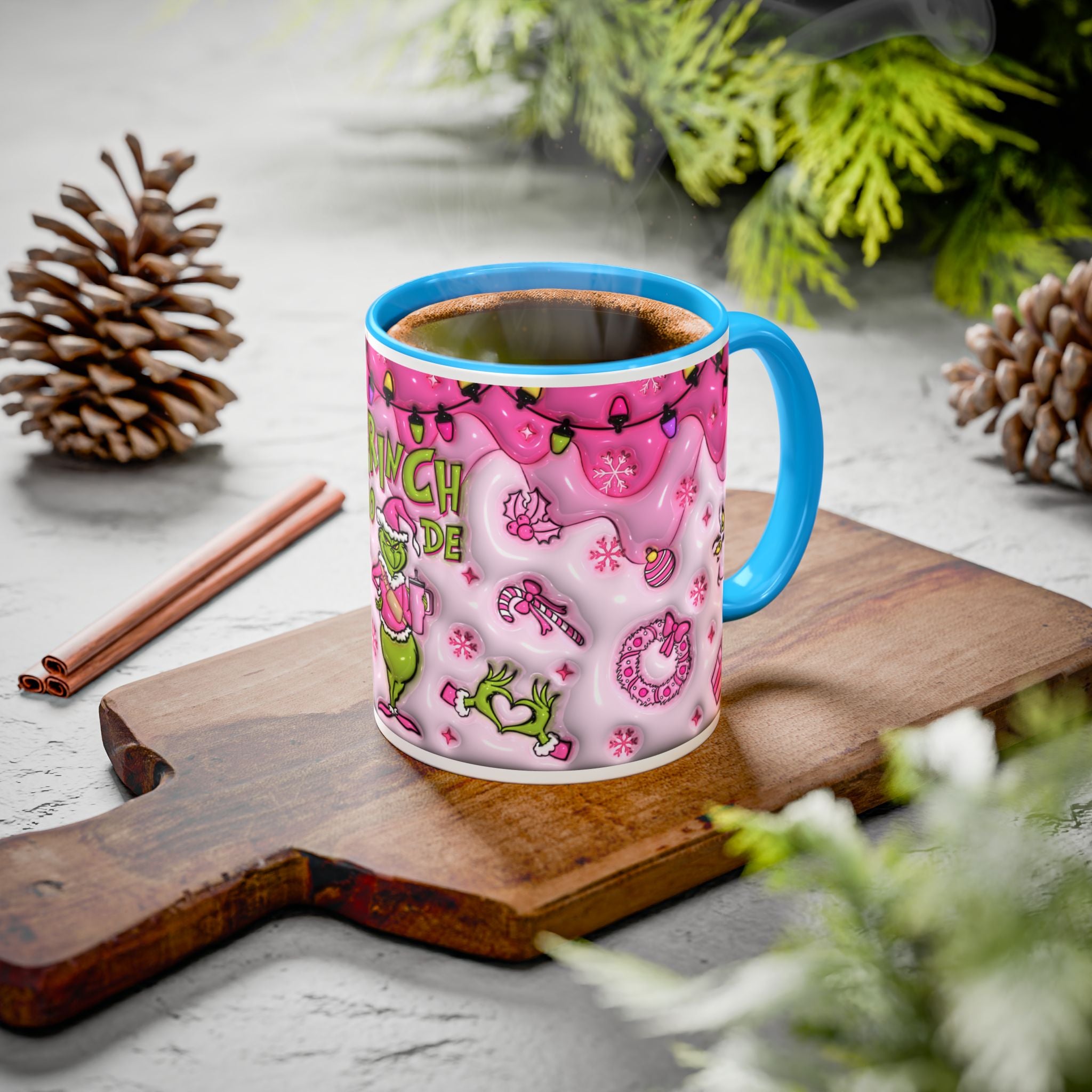 Colorful Grinch Mug, Holiday Gift, Whimsical Drinkware, Festive Coffee Cup, Christmas Decor, Grinch Mode Mug