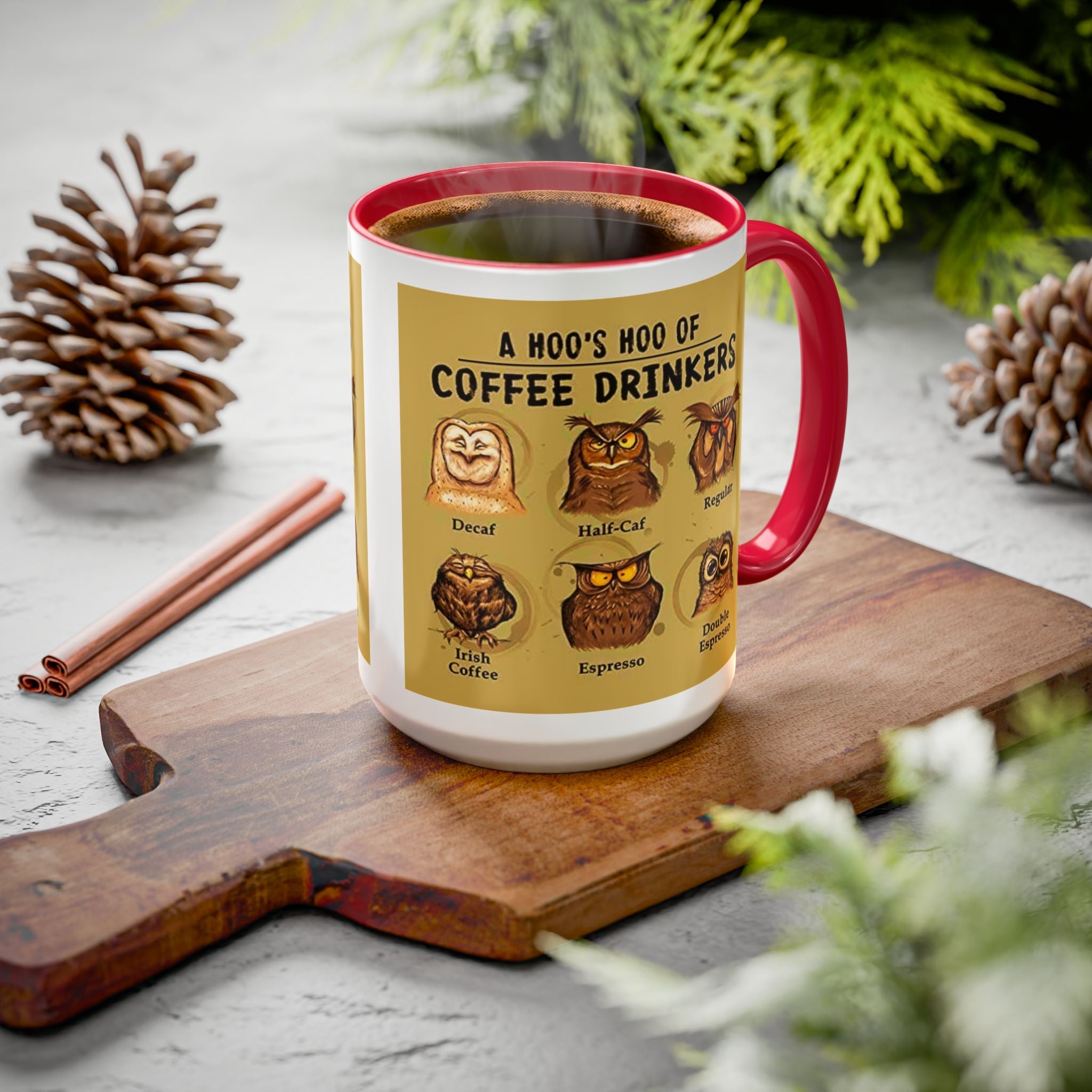 Coffee Owl Mug — "A Hoo's Hoo of Coffee Drinkers" 11oz/15oz