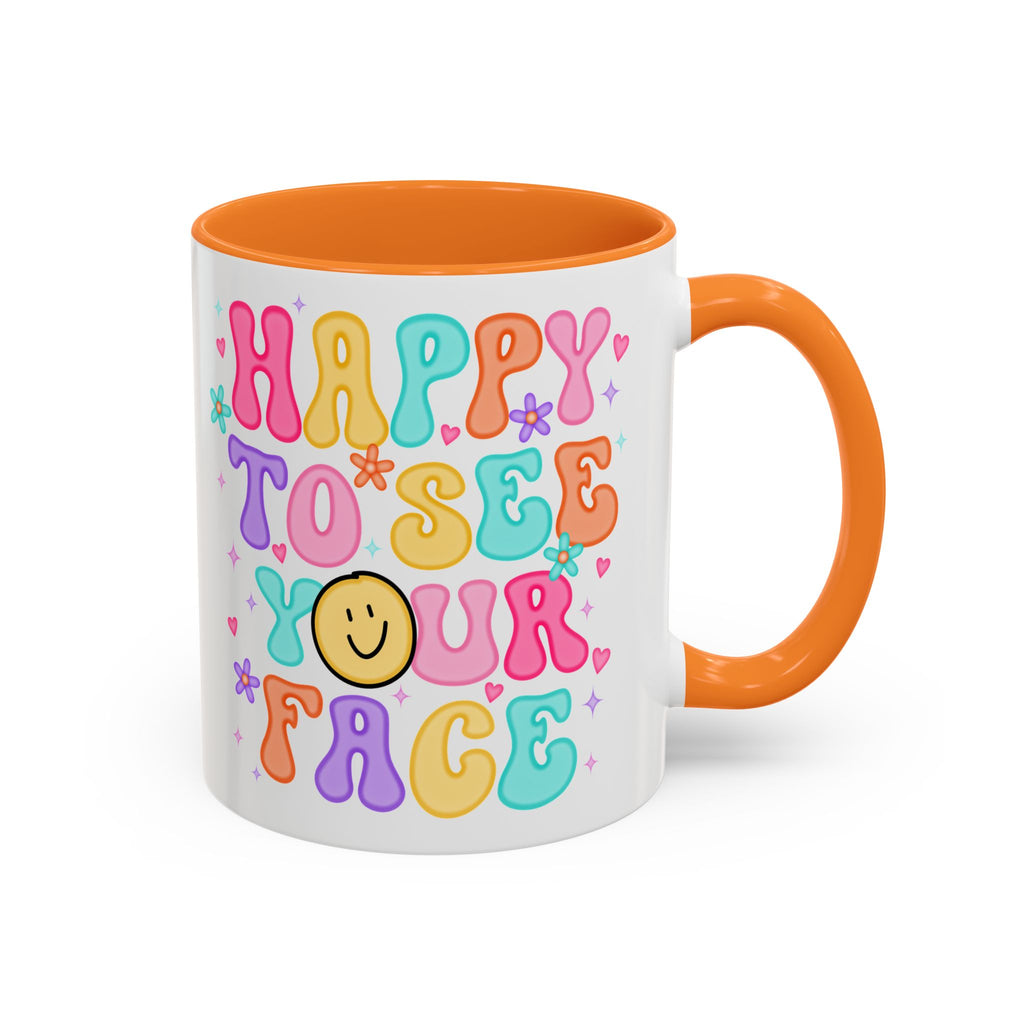 Happy To See Your Face Colorful Coffee Mug — Retro Smiley 11oz/15oz