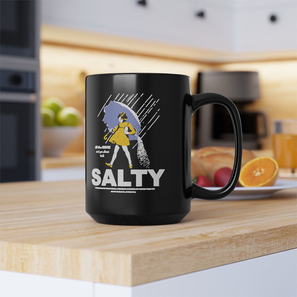 Salty Rainy Day Coffee Mug — Funny 'Salty' Rain Umbrella Design (11oz & 15oz)
