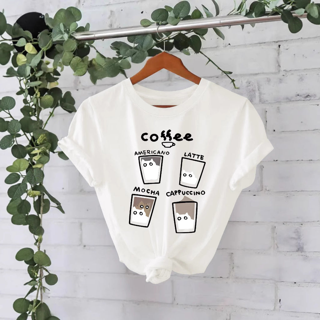 T-shirt short sleeved women's coffee cup