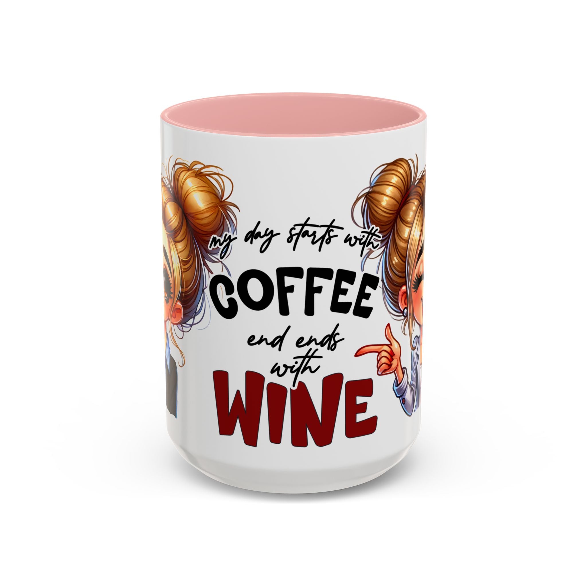 My Day Starts With Coffee and Ends With Wine Mug | Accent Coffee Mug