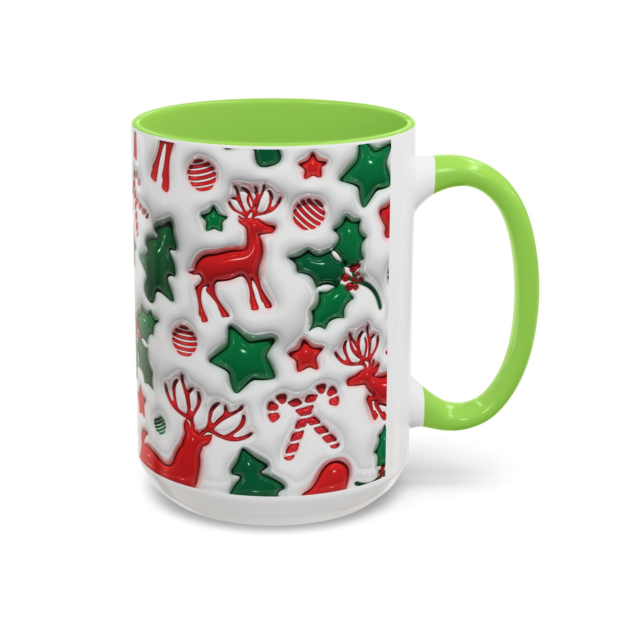Festive Holiday Mugs, Christmas Coffee Cups, Colorful Reindeer and Candy Cane Design, Cozy Winter Drinkware, Perfect Gift for Holidays