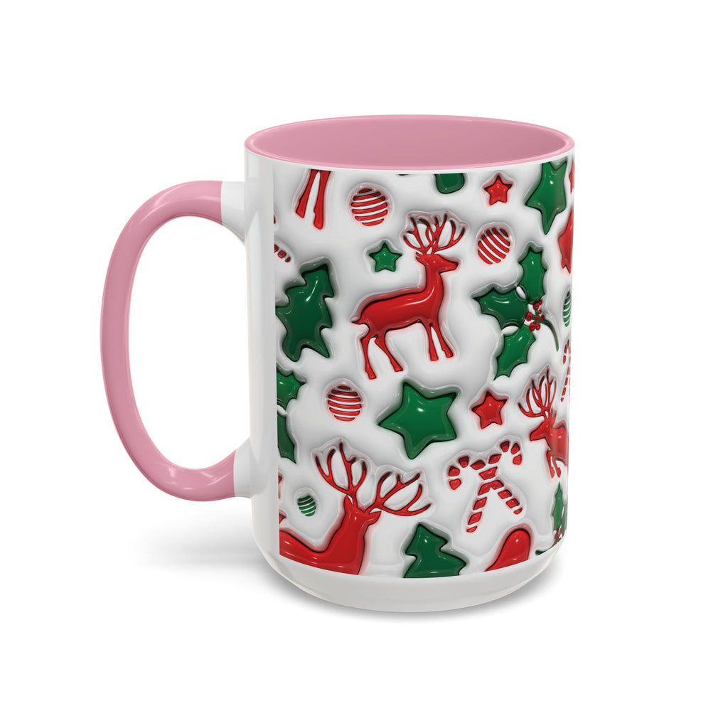 Festive Holiday Mugs, Christmas Coffee Cups, Colorful Reindeer and Candy Cane Design, Cozy Winter Drinkware, Perfect Gift for Holidays