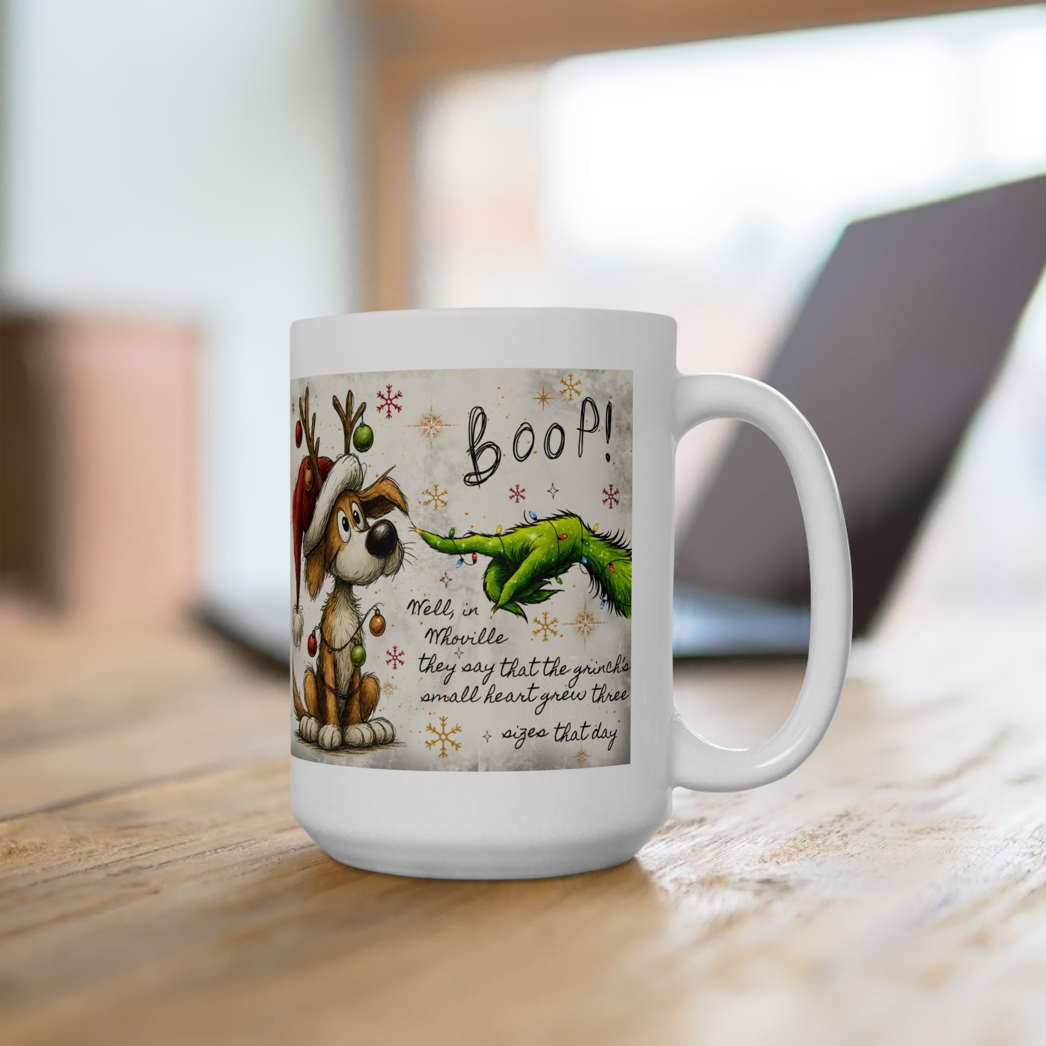 Grinch Paw & Reindeer Puppy Christmas Mug | Ceramic Coffee Mug