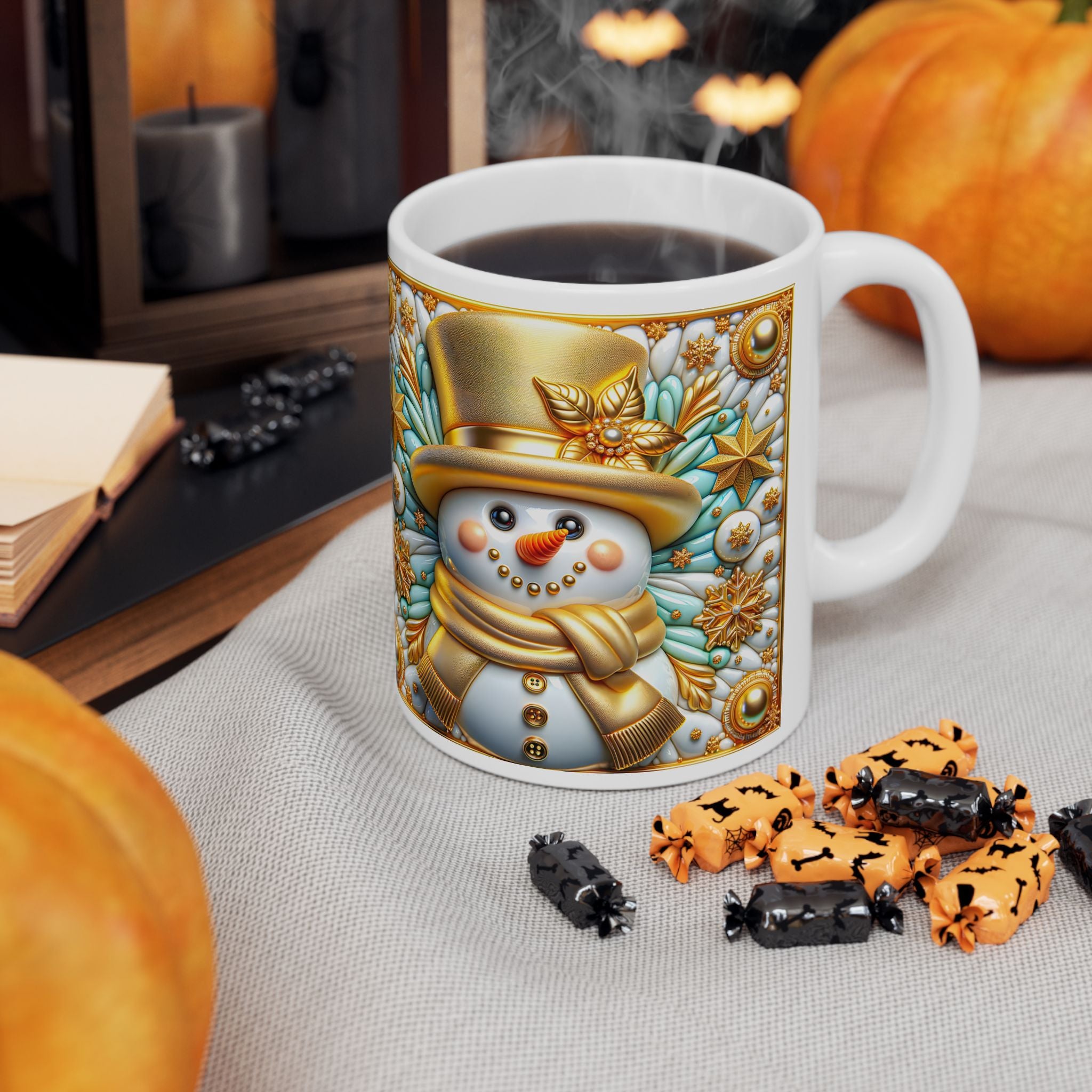 Festive Snowman Ceramic Mug - Perfect for Holiday Gifting, Winter Celebrations, Cozy Home Decor, Christmas Kitchenware, Seasonal Drinkware