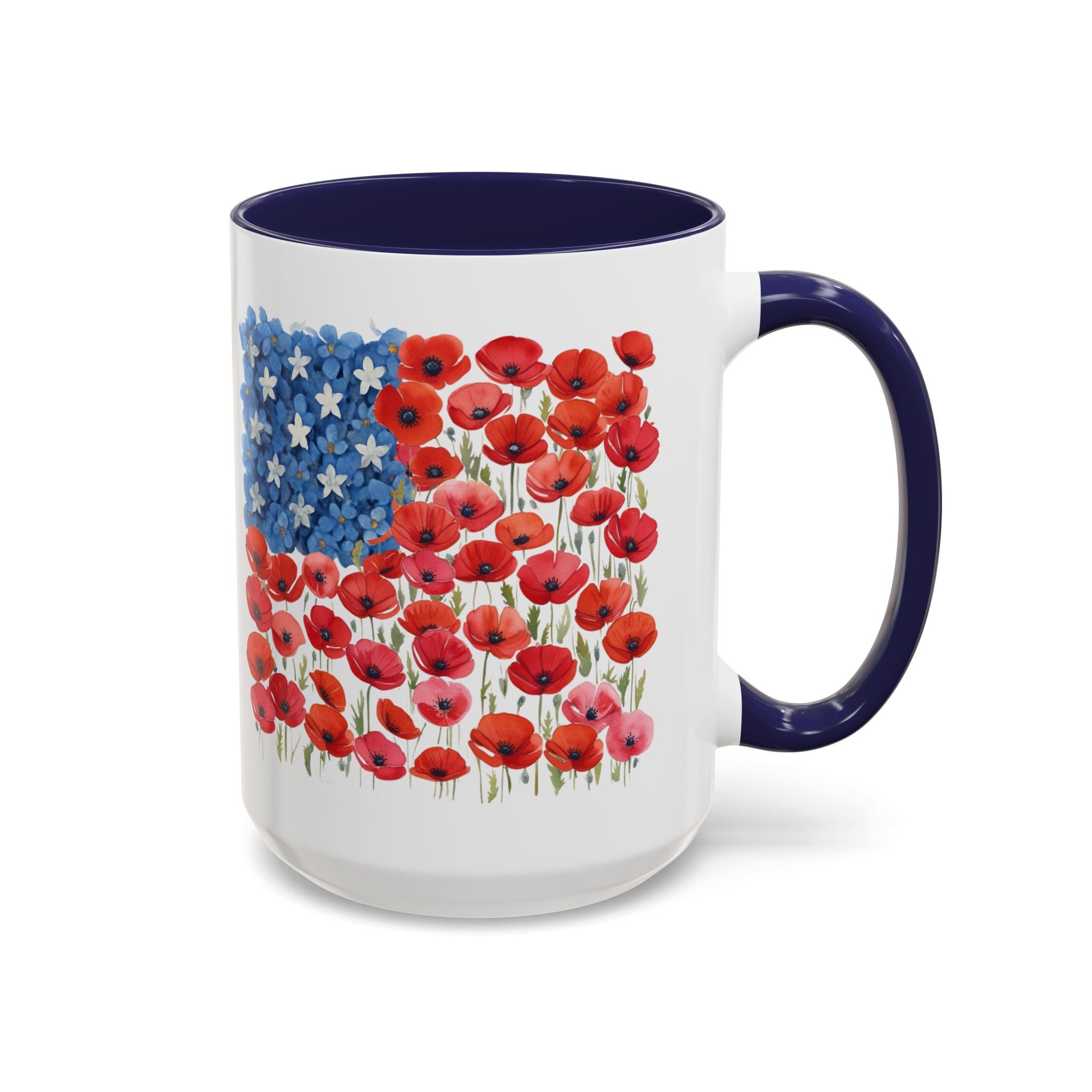 Poppy Flowers  American Flag Mug | Accent Coffee Mug