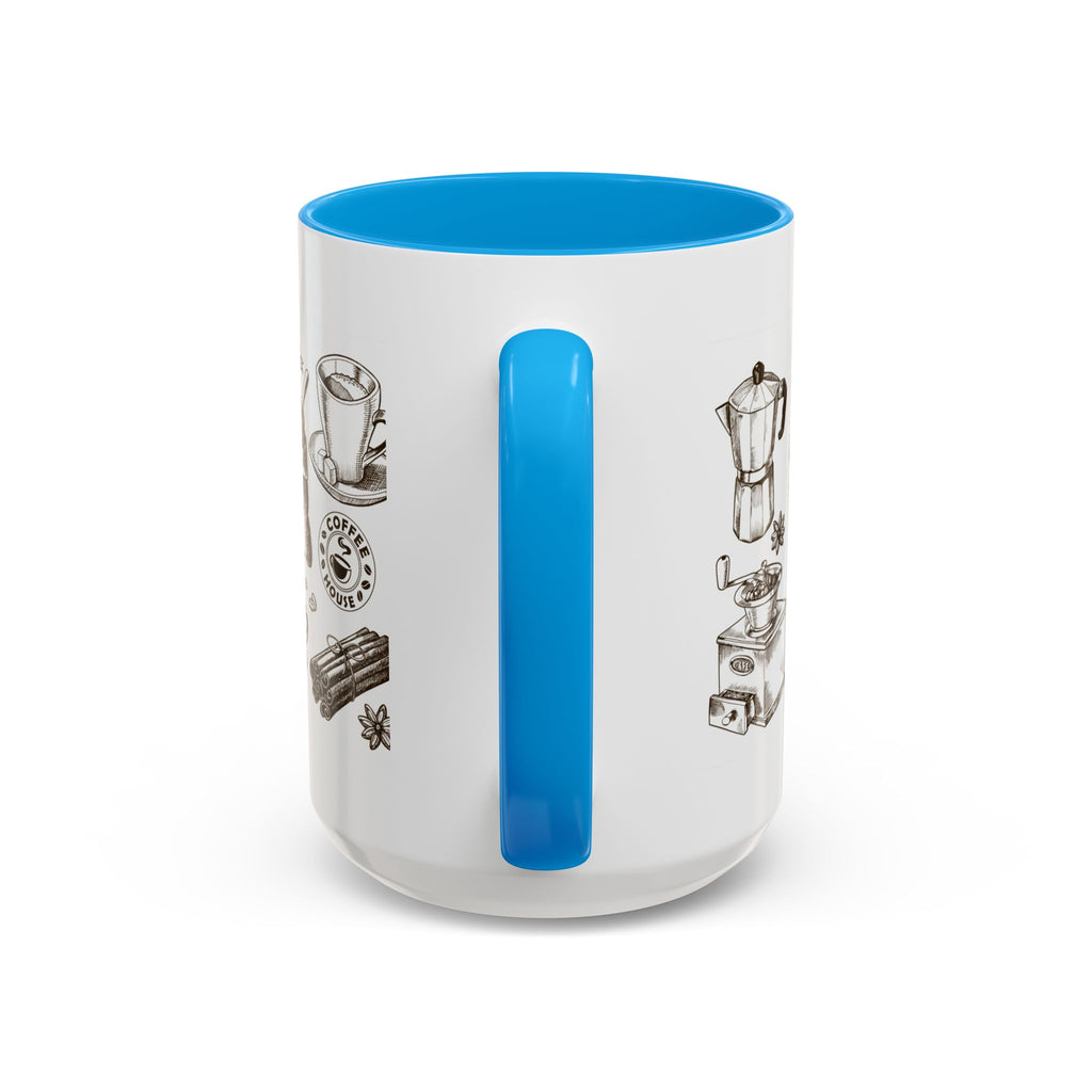 Coffee Pattern Mug — Illustrated Coffee Beans & Brewing Tools (11oz/15oz)