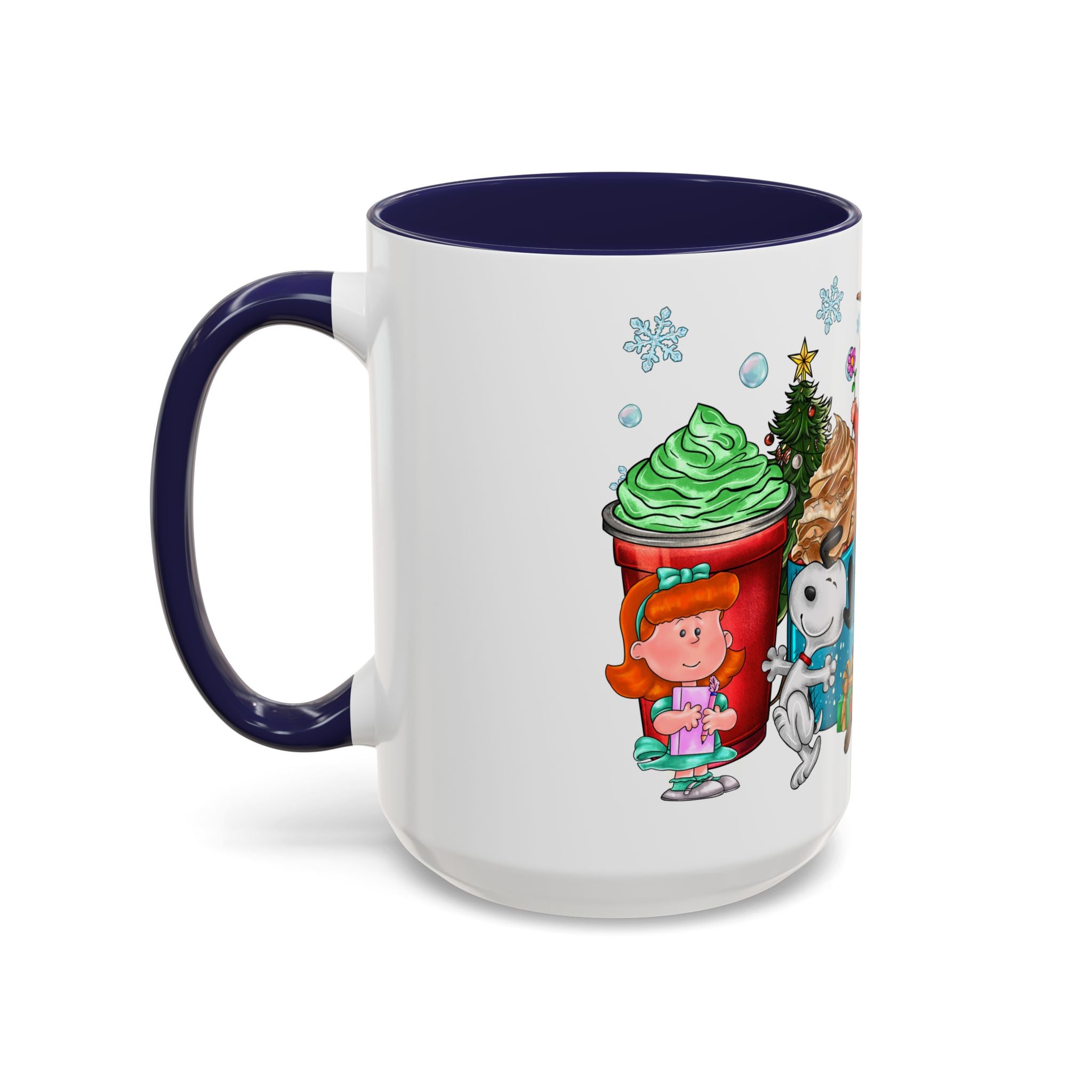 The Peanut Gang Christmas Characters Accent Coffee Mug | Holiday Cocoa Cartoon Mug