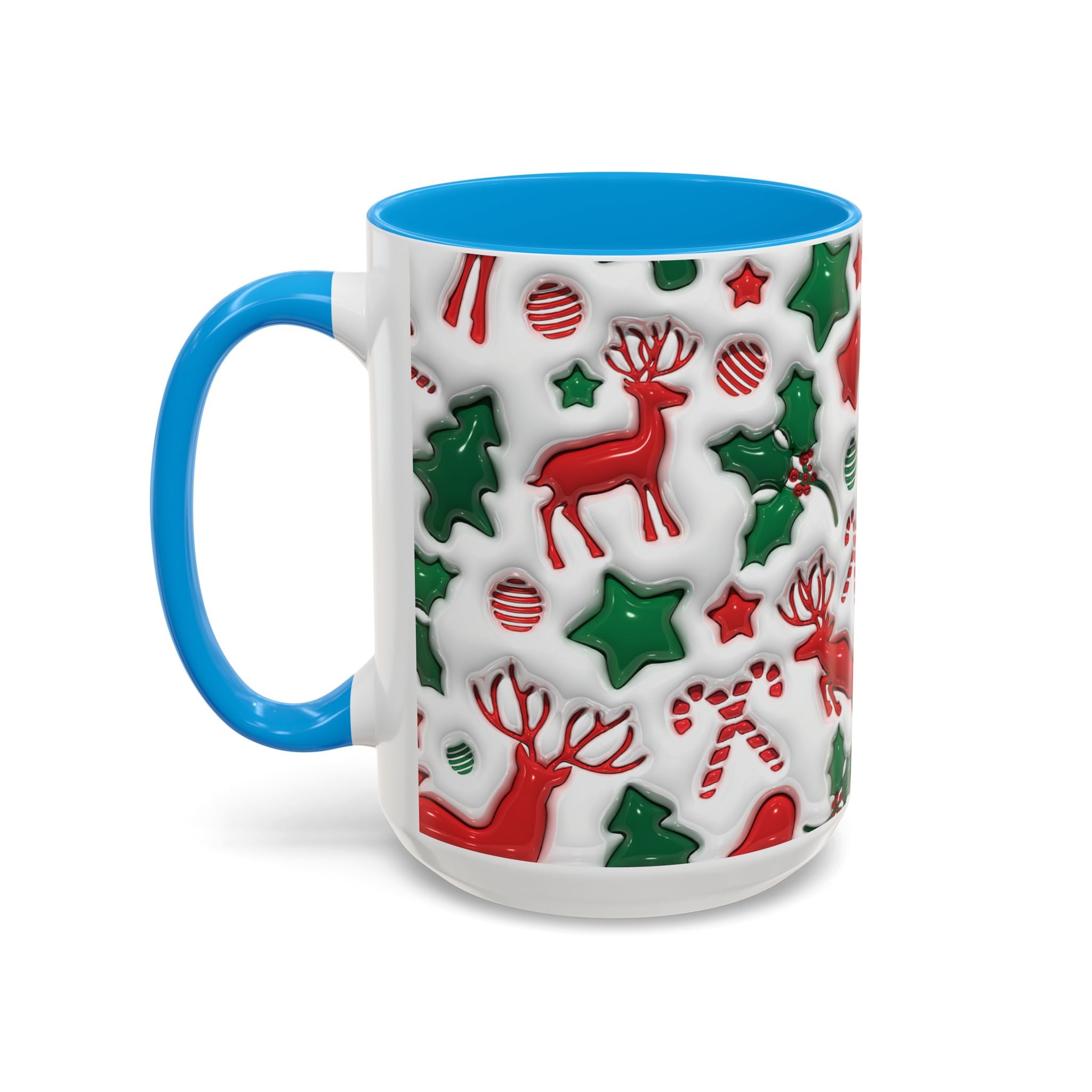 Festive Holiday Mugs, Christmas Coffee Cups, Colorful Reindeer and Candy Cane Design, Cozy Winter Drinkware, Perfect Gift for Holidays