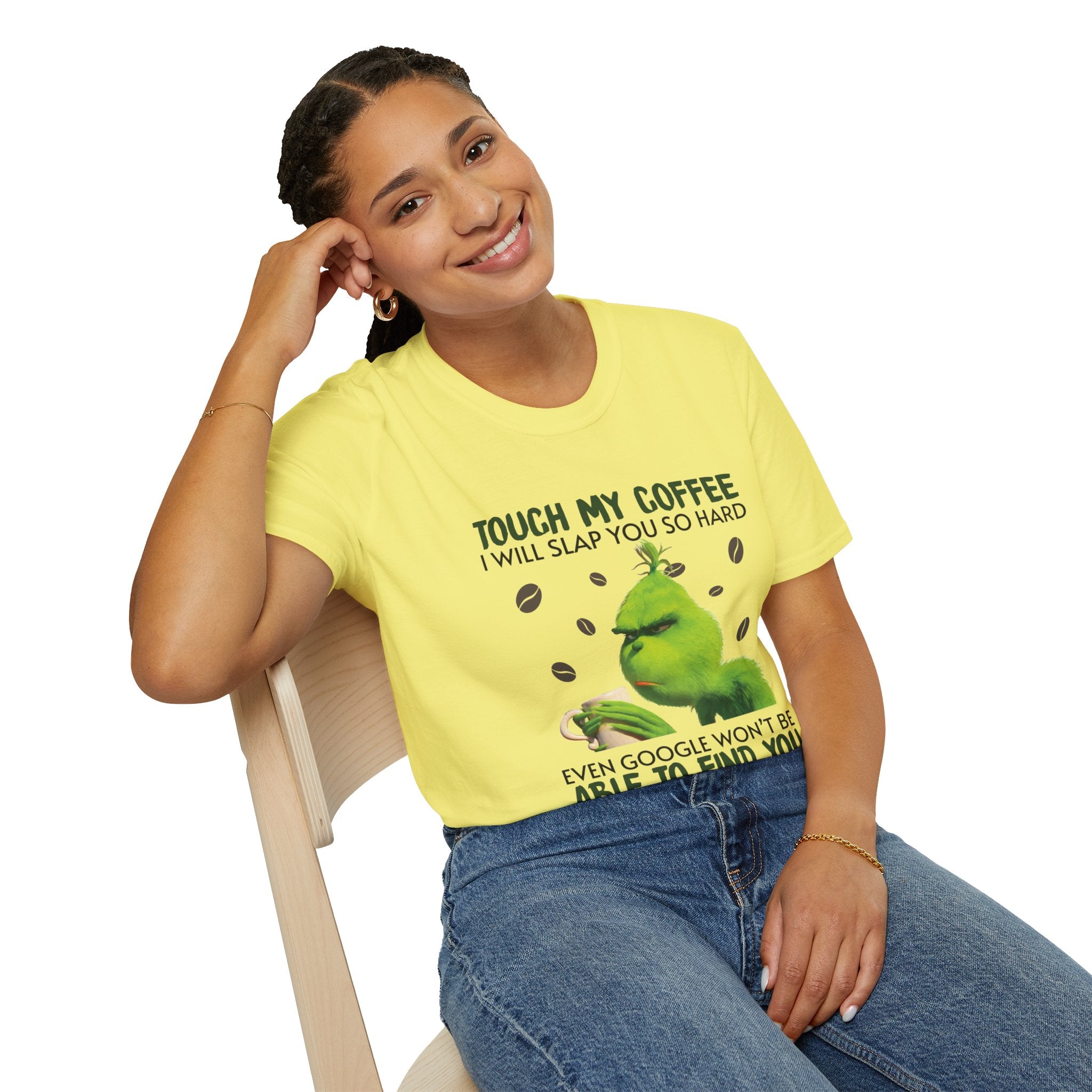 Funny Grinch Coffee T-Shirt, Unisex Tee for Coffee Lovers, Holiday Gift, Quirky Humor Shirt, Perfect for Christmas and Birthdays