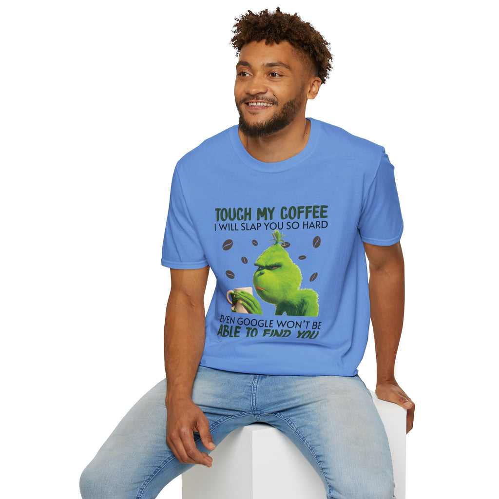 Funny Grinch Coffee T-Shirt, Unisex Tee for Coffee Lovers, Holiday Gift, Quirky Humor Shirt, Perfect for Christmas and Birthdays