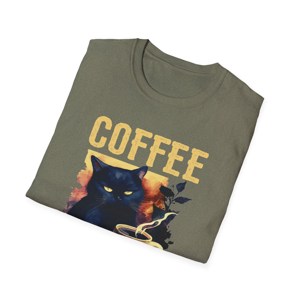 Coffee Because Murder Is Wrong T-Shirt | Black Cat Coffee Tee
