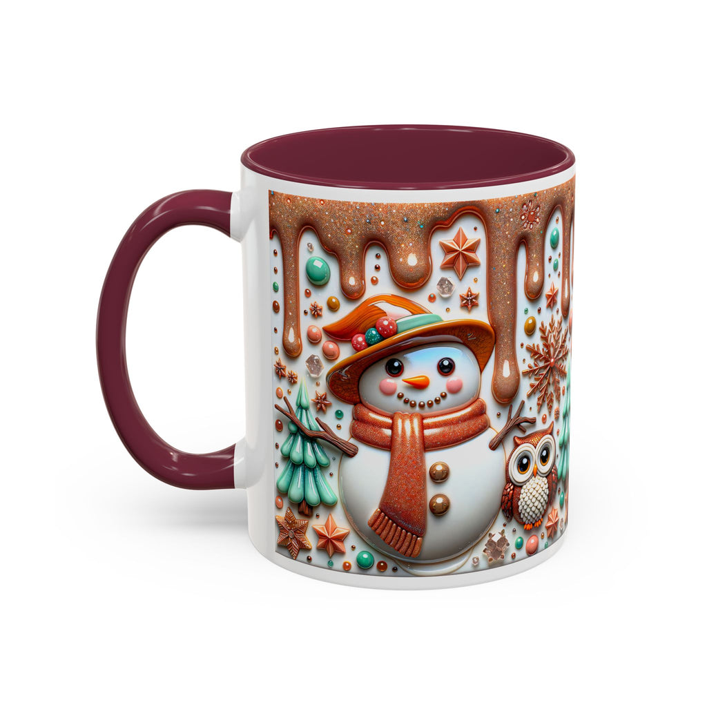 Colorful Holiday Mugs: Festive Owl & Snowman Design, Winter Gift, Christmas Coffee Cup, Cozy Kitchen Decor, Hot Cocoa Mug