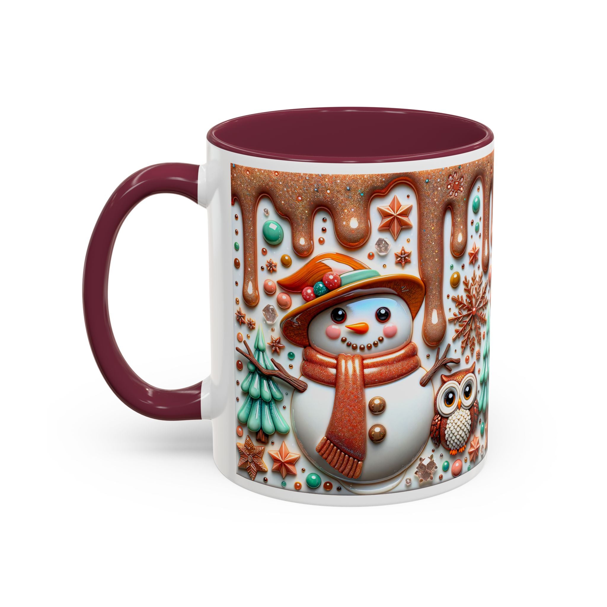 Colorful Holiday Mugs: Festive Owl & Snowman Design, Winter Gift, Christmas Coffee Cup, Cozy Kitchen Decor, Hot Cocoa Mug