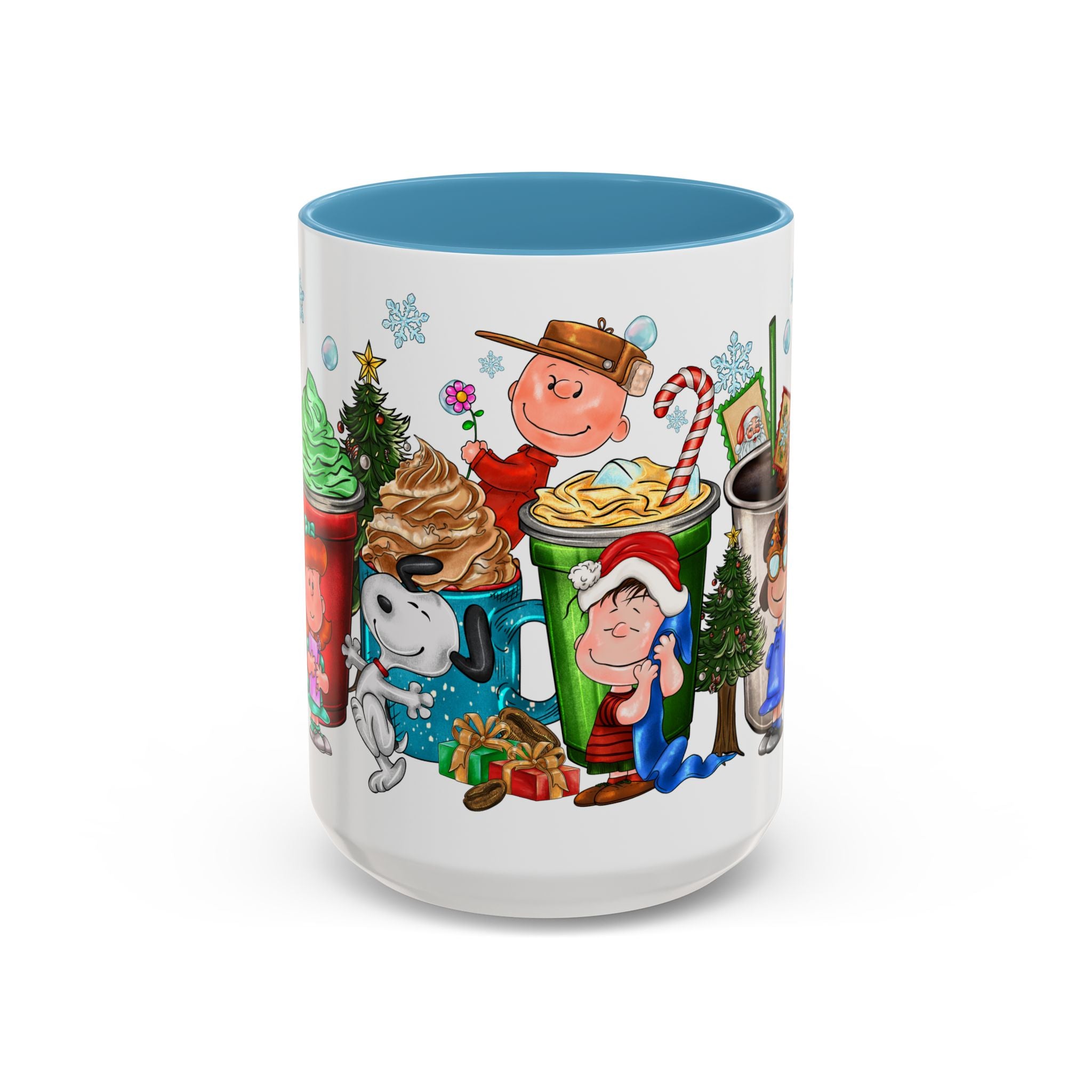 The Peanut Gang Christmas Characters Accent Coffee Mug | Holiday Cocoa Cartoon Mug