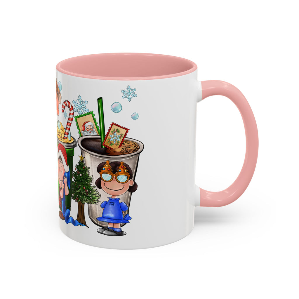 The Peanut Gang Christmas Characters Accent Coffee Mug | Holiday Cocoa Cartoon Mug