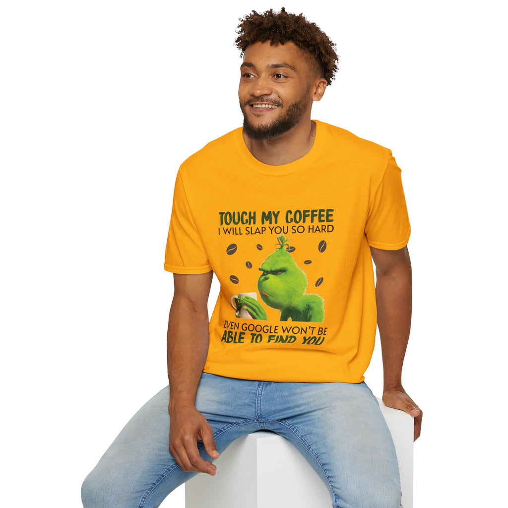 Funny Grinch Coffee T-Shirt, Unisex Tee for Coffee Lovers, Holiday Gift, Quirky Humor Shirt, Perfect for Christmas and Birthdays