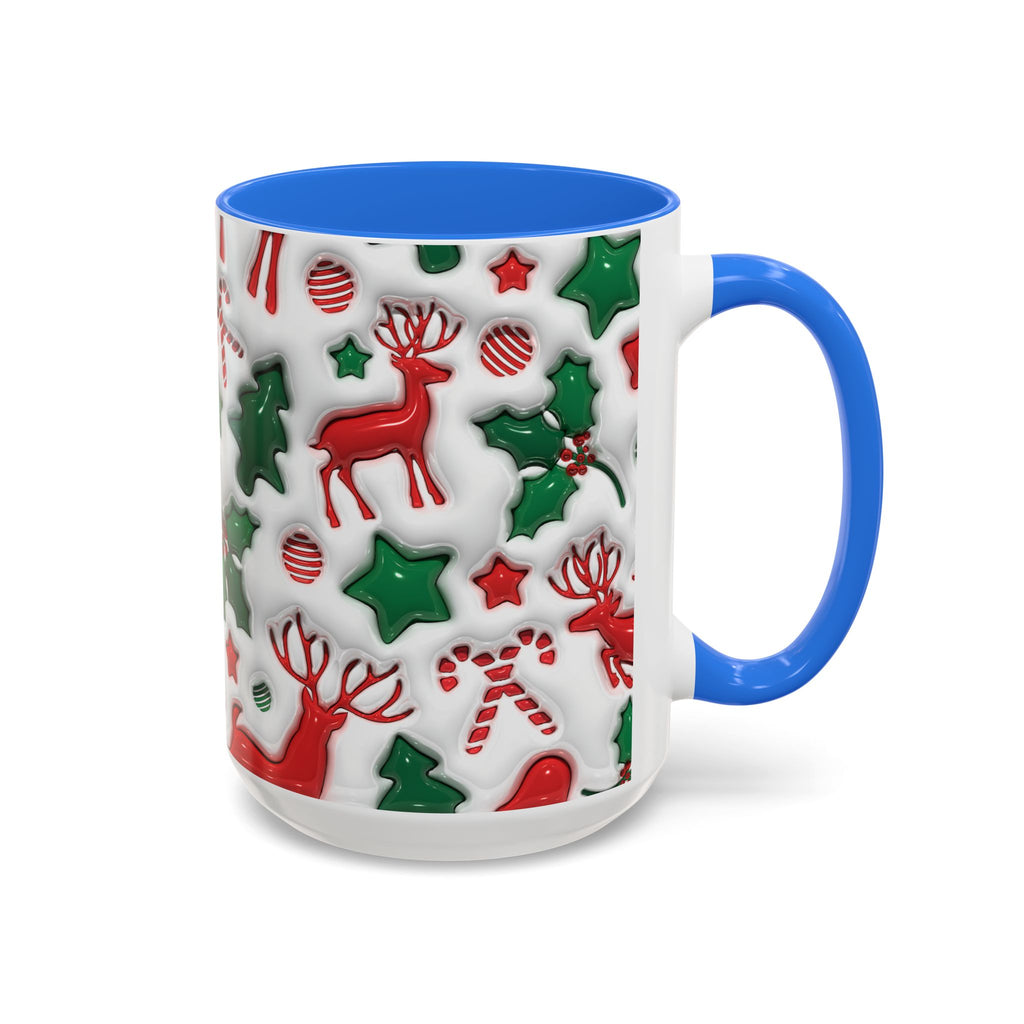 Festive Holiday Mugs, Christmas Coffee Cups, Colorful Reindeer and Candy Cane Design, Cozy Winter Drinkware, Perfect Gift for Holidays