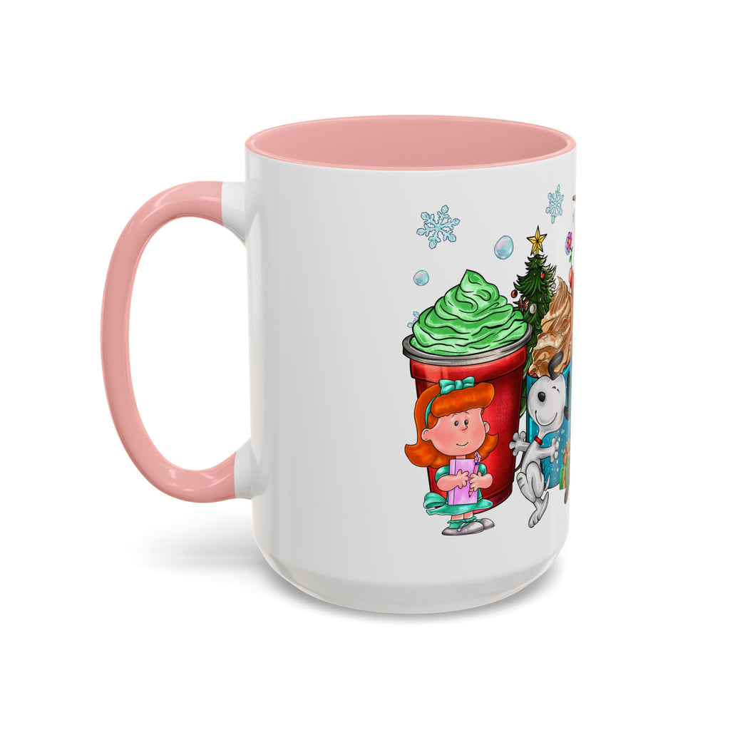 The Peanut Gang Christmas Characters Accent Coffee Mug | Holiday Cocoa Cartoon Mug