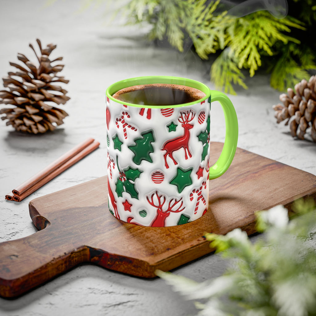 Festive Holiday Mugs, Christmas Coffee Cups, Colorful Reindeer and Candy Cane Design, Cozy Winter Drinkware, Perfect Gift for Holidays